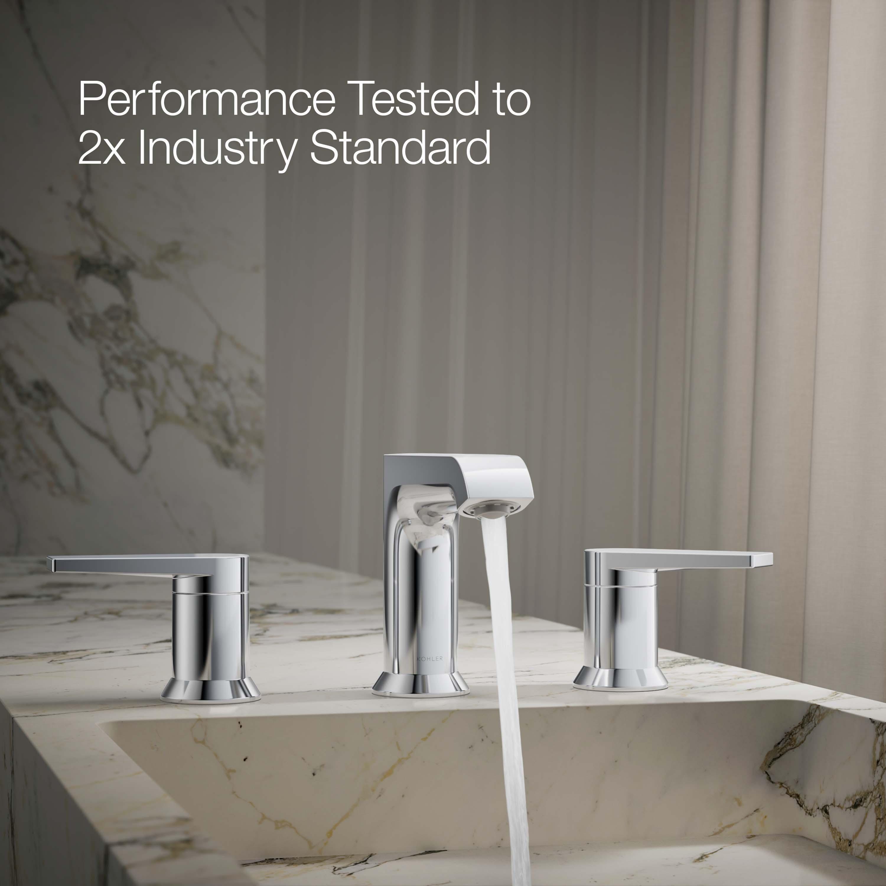 Kohler Hint Widespread Bathroom Faucet with Pop-Up Drain Assembly, 3 Hole 2-Handle Bathroom Sink Faucet, 1.2 gpm