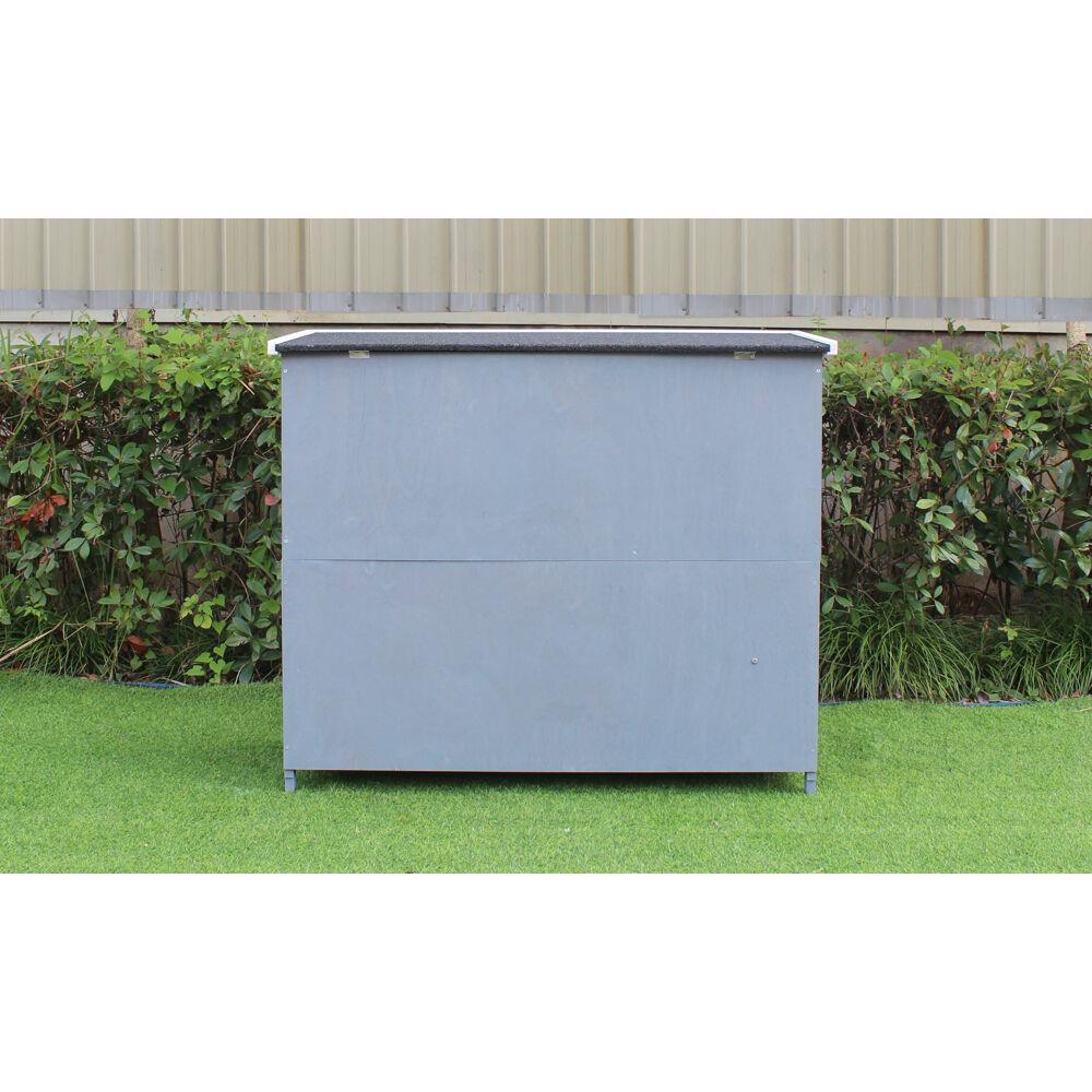 Hanover Outdoor Wooden 2-Story Rabbit Hutch with 2 Ramps, Wire Mesh Run and Removable Tray 4 Ft. W x 1.6 Ft. D x 3.4 Ft. H