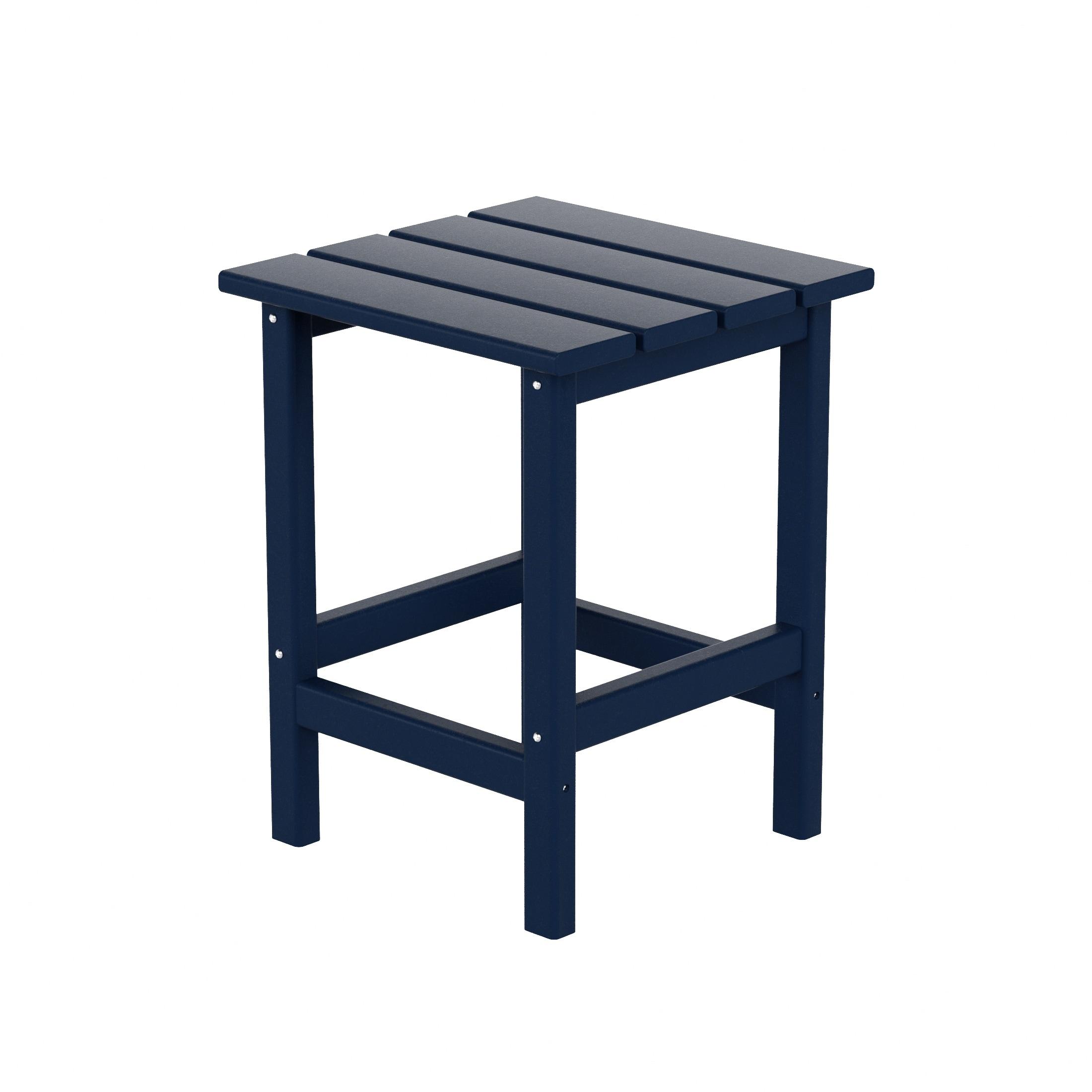 Polytrends  Laguna Hdpe All Weather Outdoor Patio Square Side Table Navy Blue