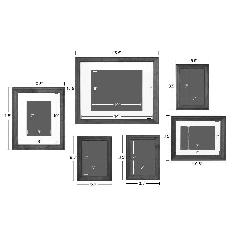 6pc Bordeaux Frame Box Set Black - Kate & Laurel All Things Decor: Wall Display, Sawtooth Hanger, Wood Material