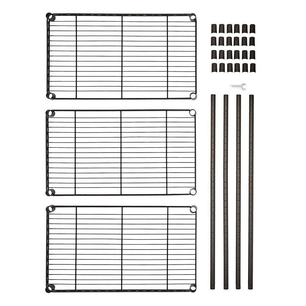 Ktaxon 3 Tier Storage Rack, Adjustable Kitchen Metal Wire Shelving Organizer Unit, 24'' L x 14'' W x 33.5'' H, Black