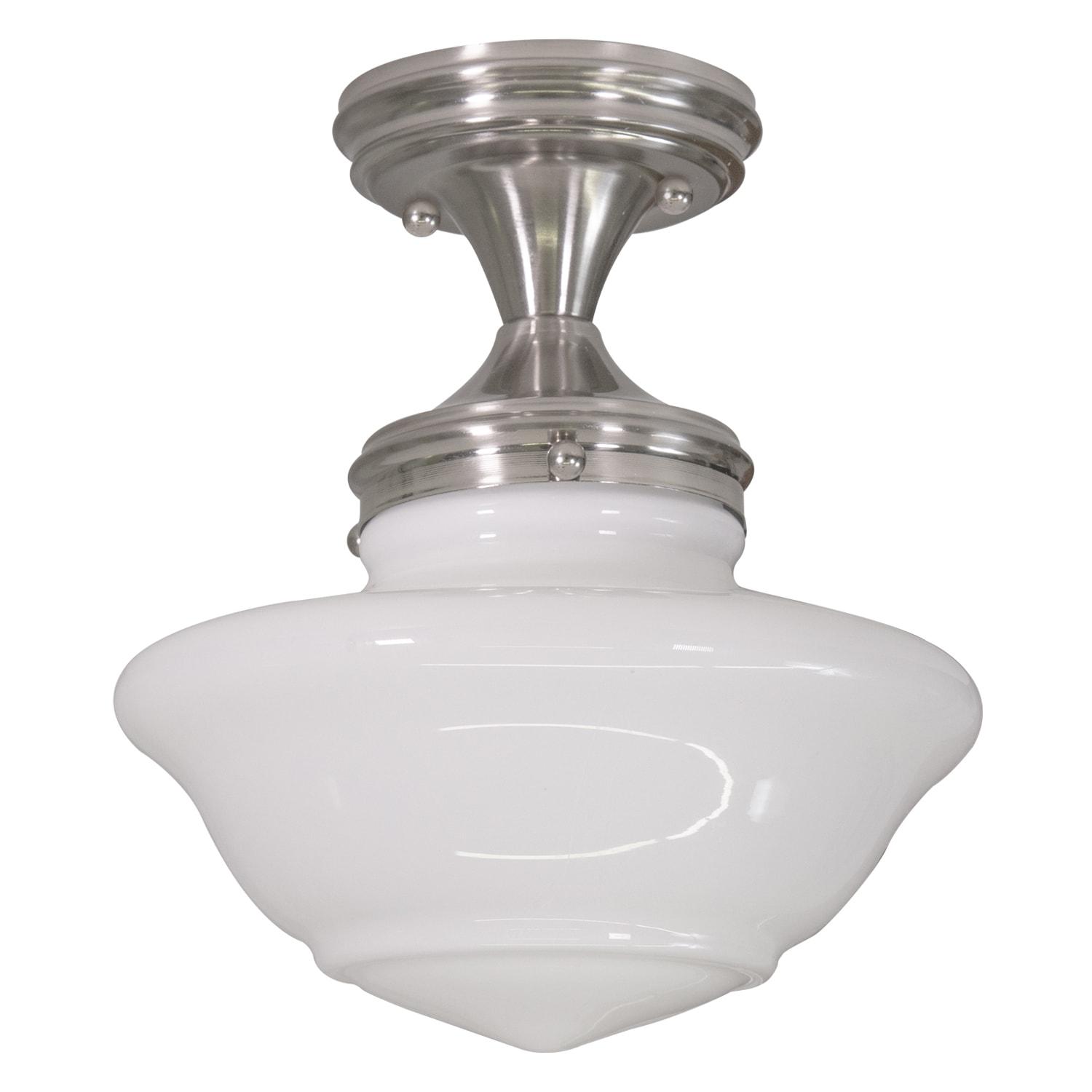 Design House Schoolhouse 9" Semi-Flush Mount Ceiling Light, Satin Nickel