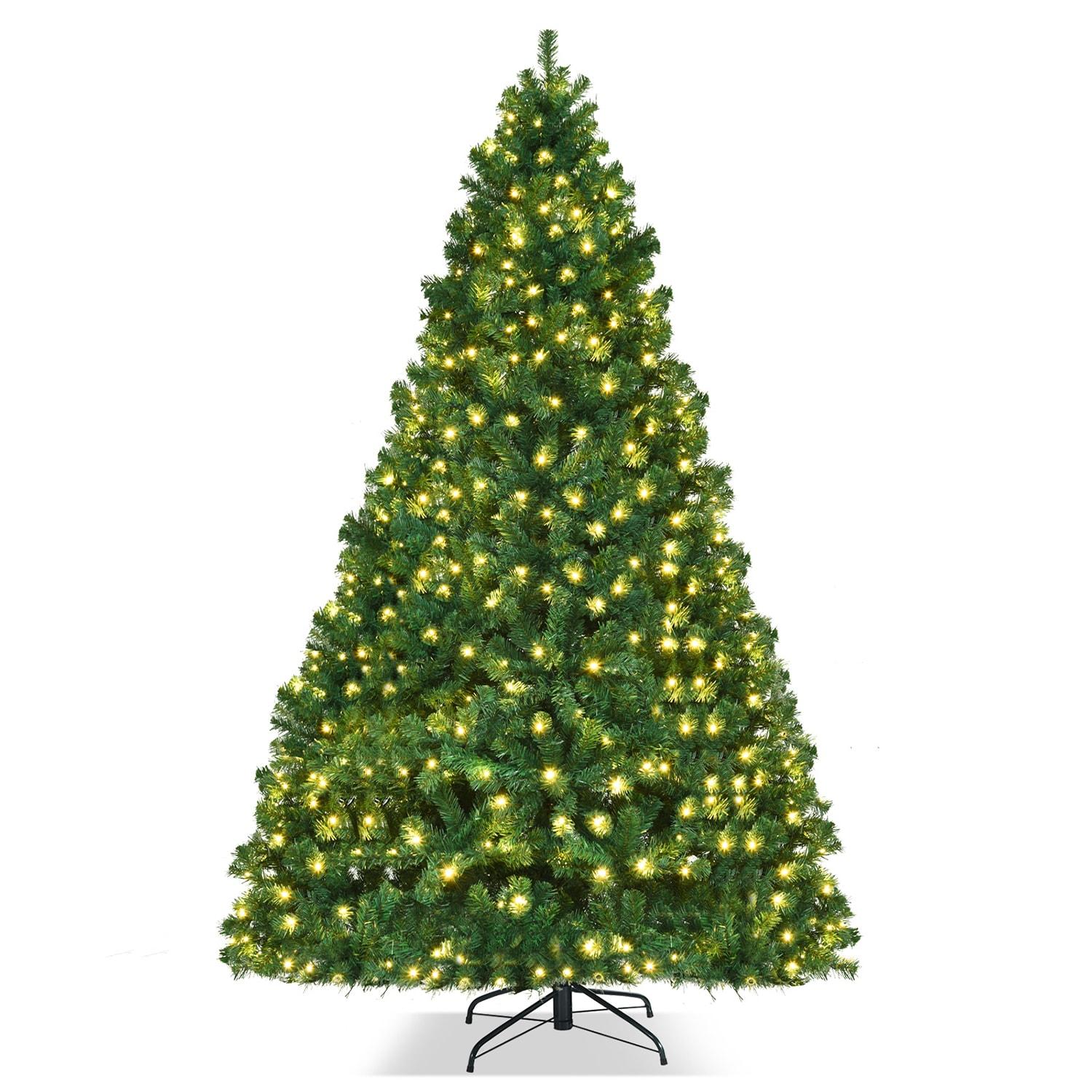 8FT Pre lit Christmas Tree, Bringstar Artificial Trees 1460 Premium PVC Branches, 500 Lights, Hinged