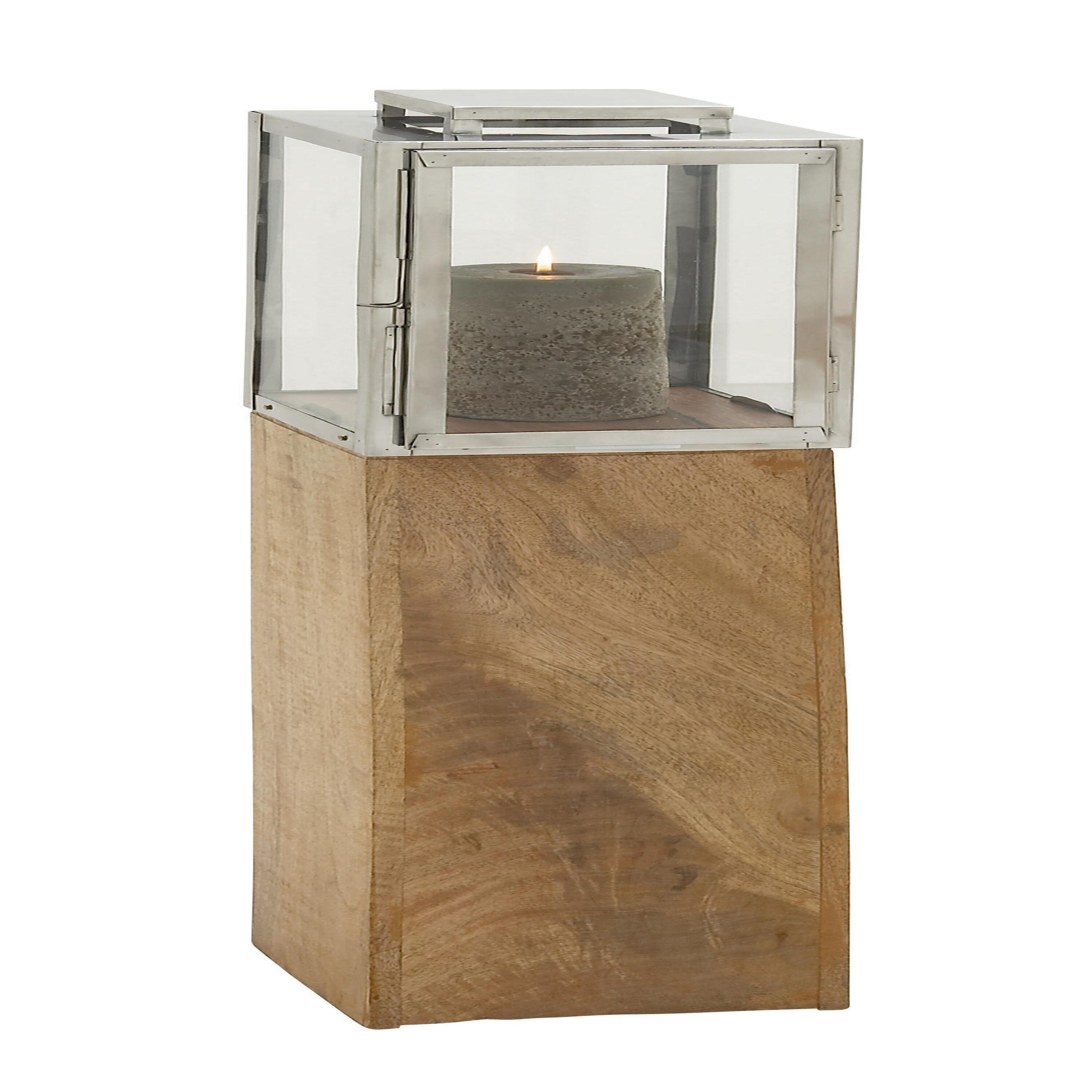 Loon Peak® Mango Wood Handmade Decorative Indoor Outdoor Brown Candle Lantern