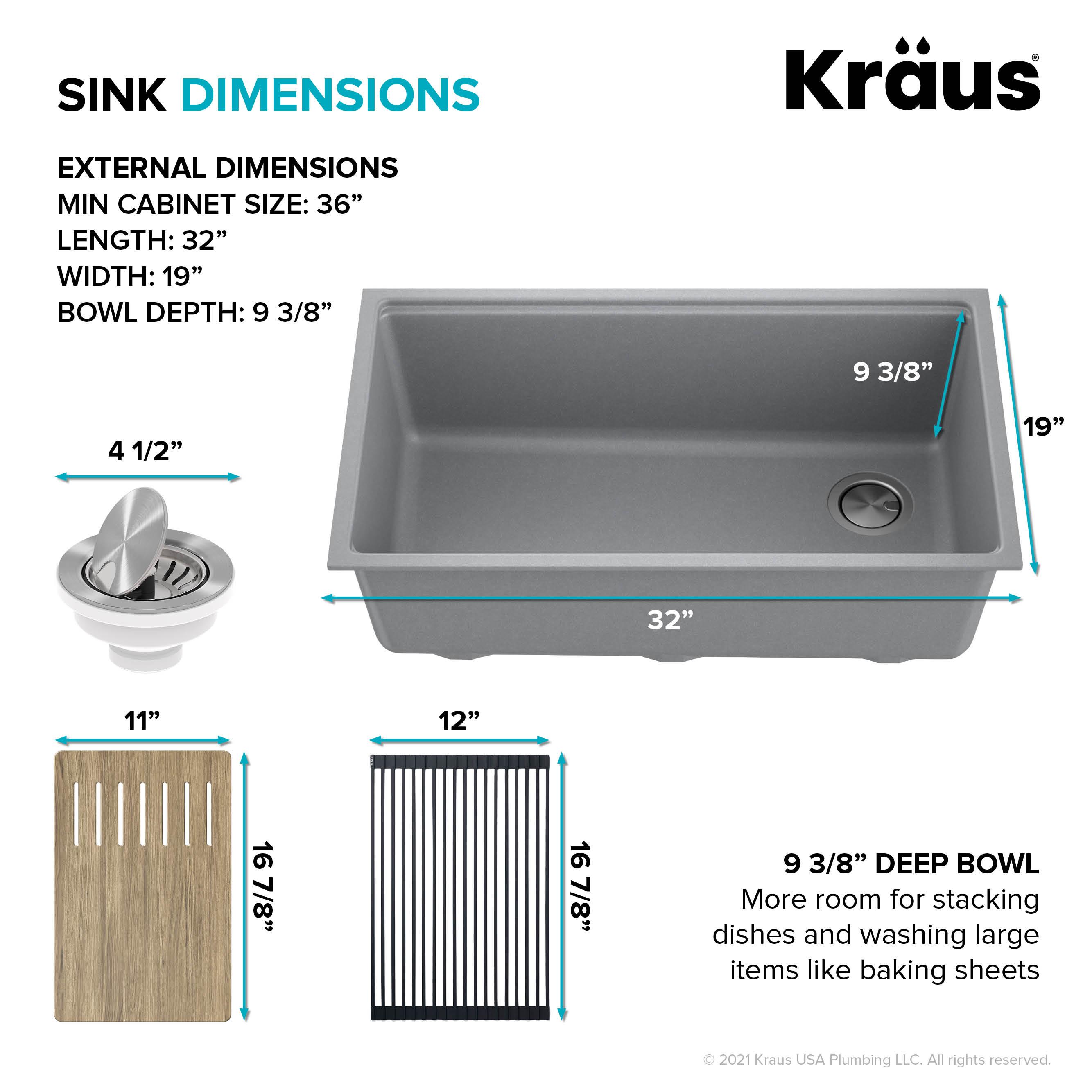 Kraus Bellucci 32 in. Undermount Quartz Composite Single Bowl Kitchen Sink with Accessories