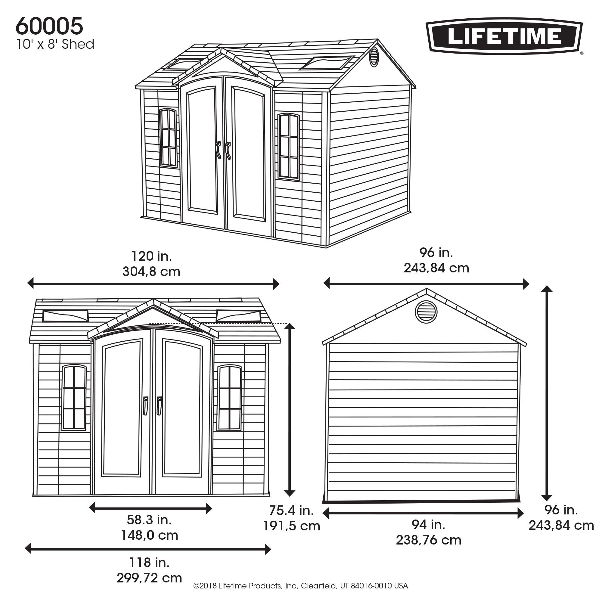 Lifetime Lifetime 10 Ft. x 8 Ft. High-Density Polyethylene (Plastic) Outdoor Storage Shed with Steel-Reinforced Construction