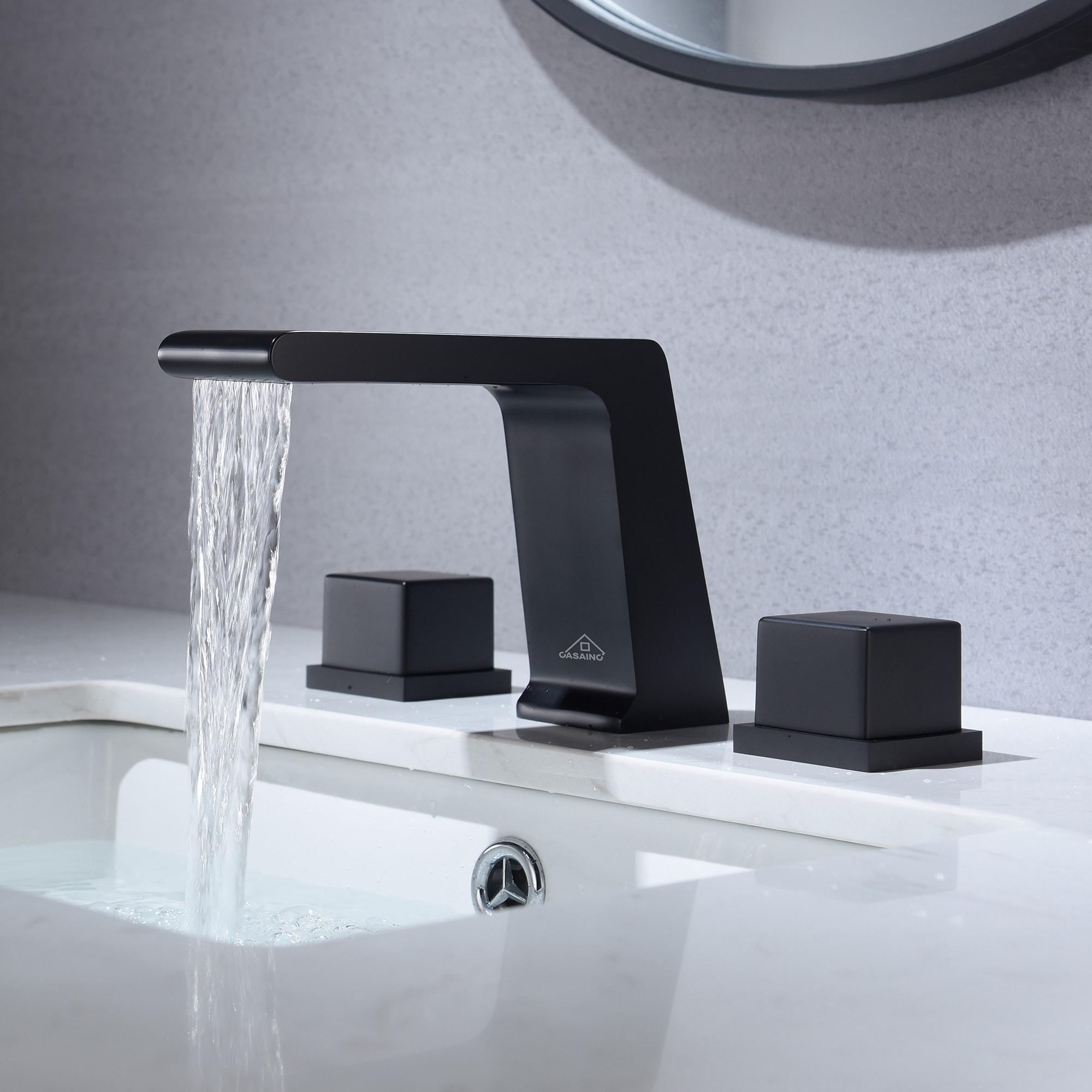 CASAINC Widespread Faucet 2-Handle Bathroom Faucet with 3 Holes and Pop Drain M1370-MB