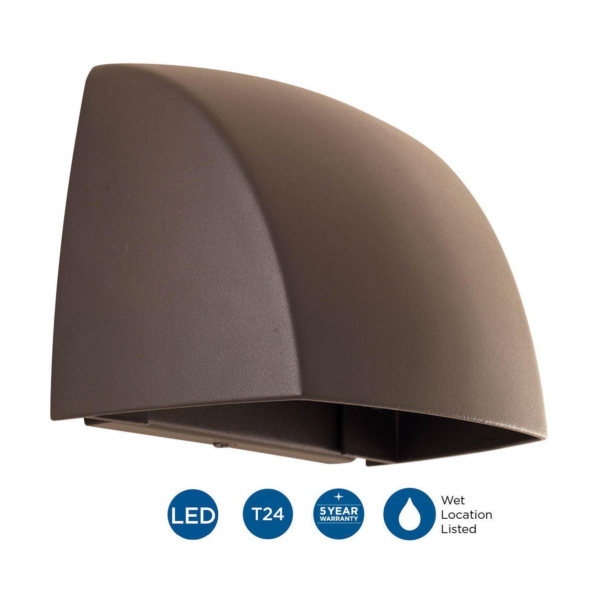 Progress Lighting Cornice 1-Light Outdoor LED Wall Sconce, Antique Bronze, Aluminum, 5.25" Width, 4.75" Height, 3000K, 388 Lumens