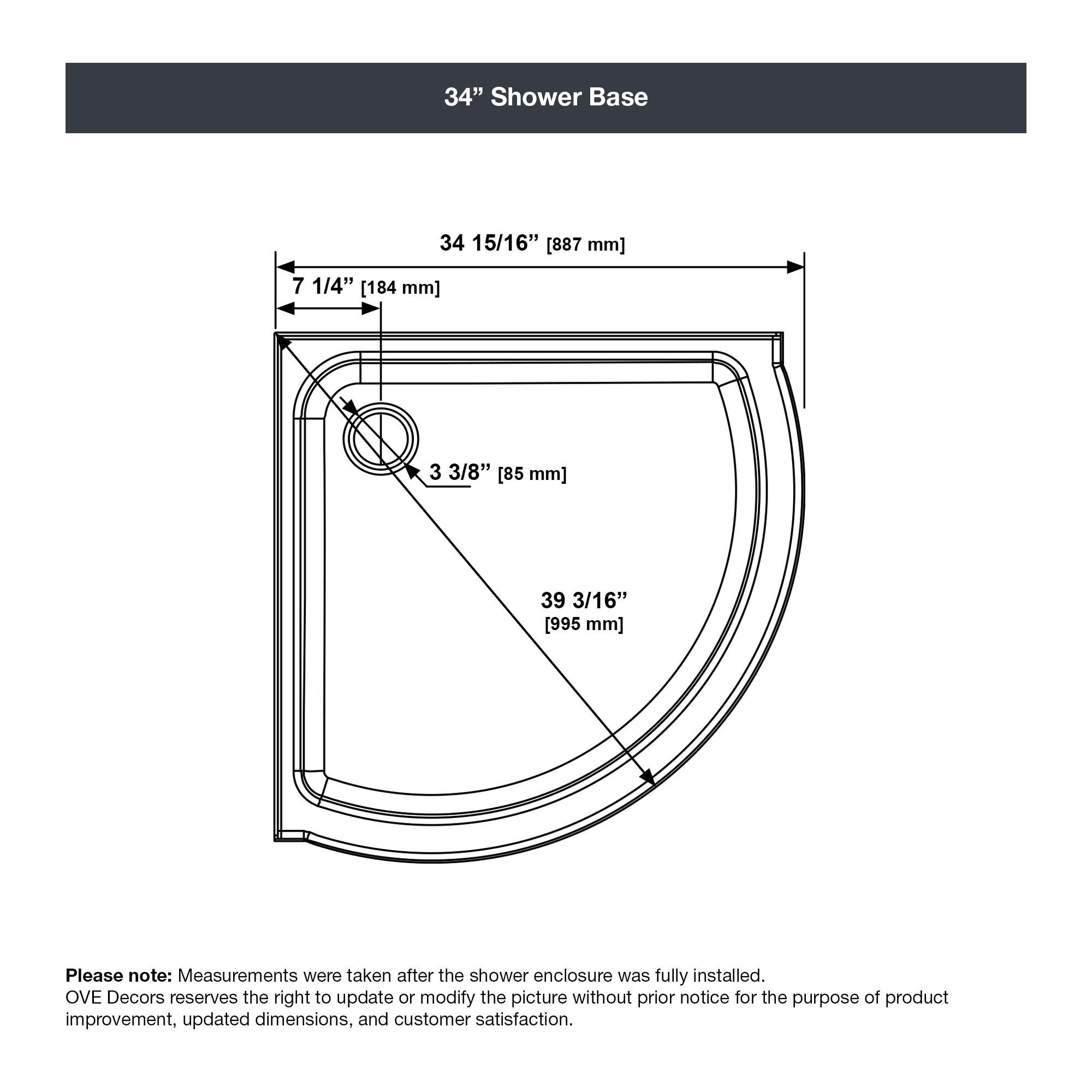Ove Decors Breeze_34_withouth_walls OVE Decors Breeze Premium 35 in. Framed Round Shower Kit w/ Clear Glass, Base in Chrome Finish