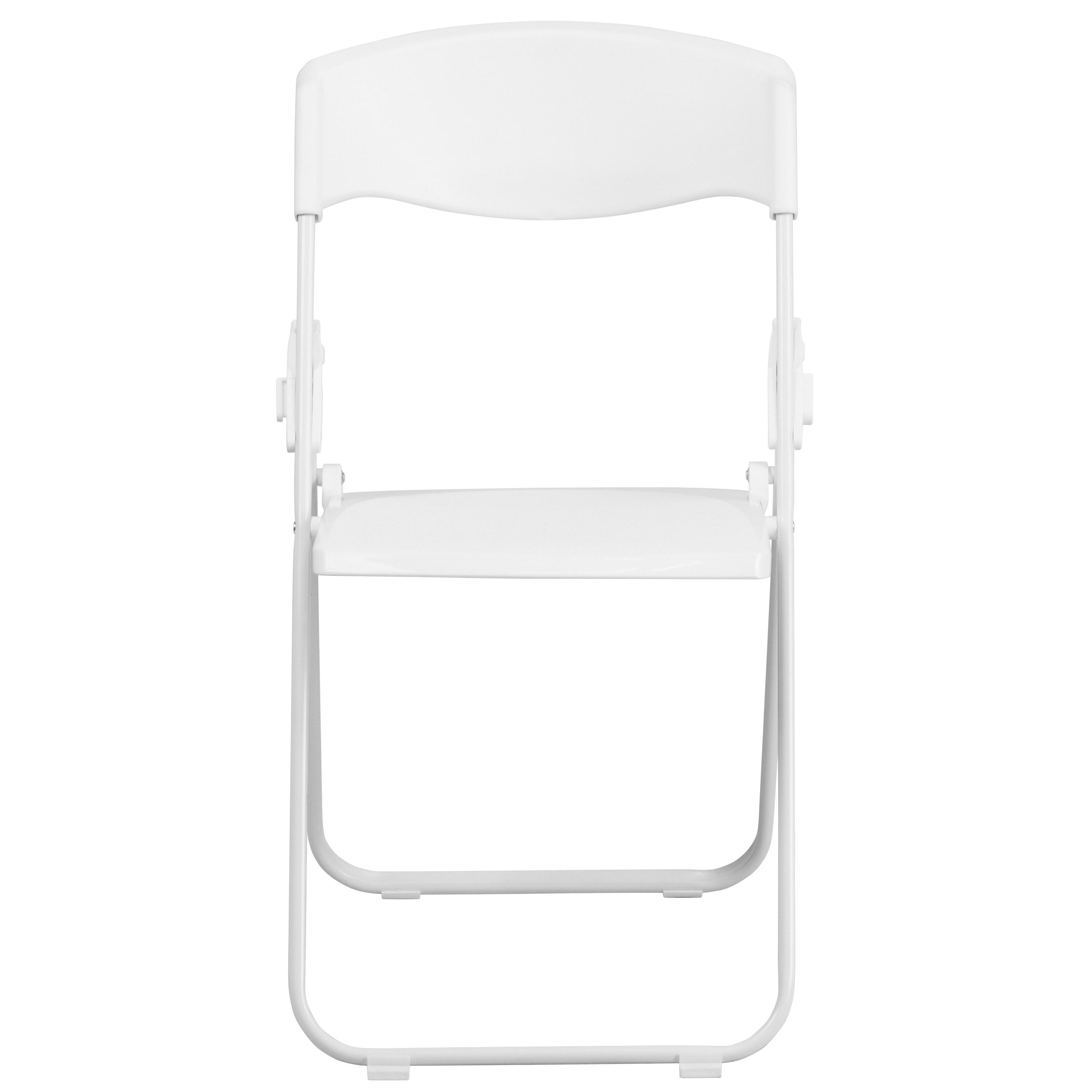 Flash Furniture 2 Pack HERCULES Series 500 lb. Capacity Heavy Duty White Plastic Folding Chair with Built-in Ganging Brackets