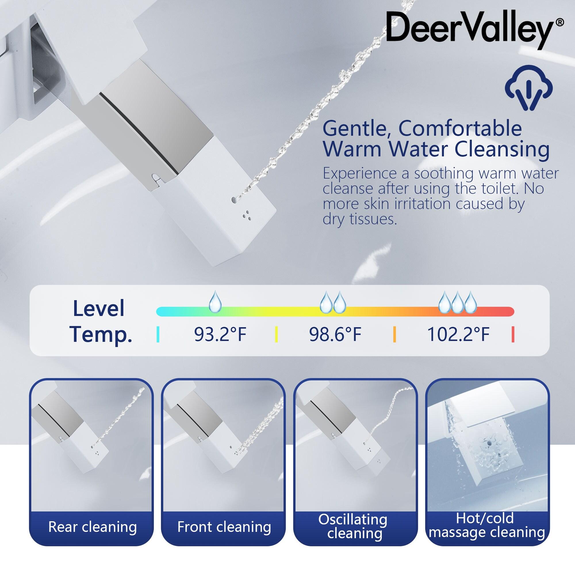 DeerValley DV-1S0150-V3 Smart Bidet Toilet Elongated, Auto Open/Close Lid, Seat Heat, Foot Kick & Blackout Flush, Premium