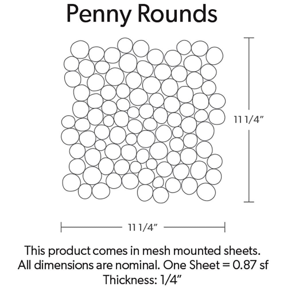 Cruz Bay Studio 11.5" x 11.5" Random Sized Natural Stone Penny Round Mosaic Wall & Floor Tile