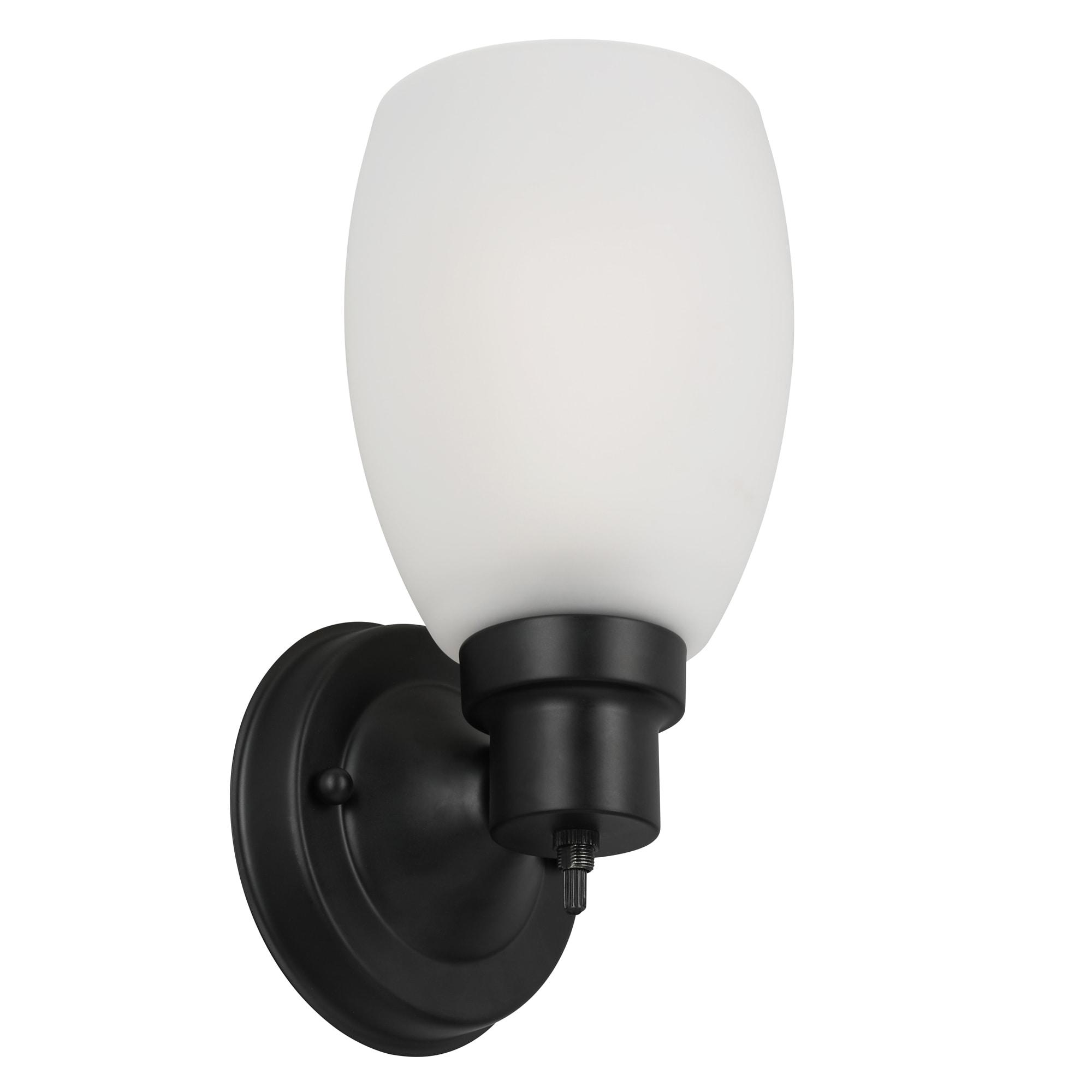 Lydia Matte Black Cylinder Wall Light with Frosted Glass Shade