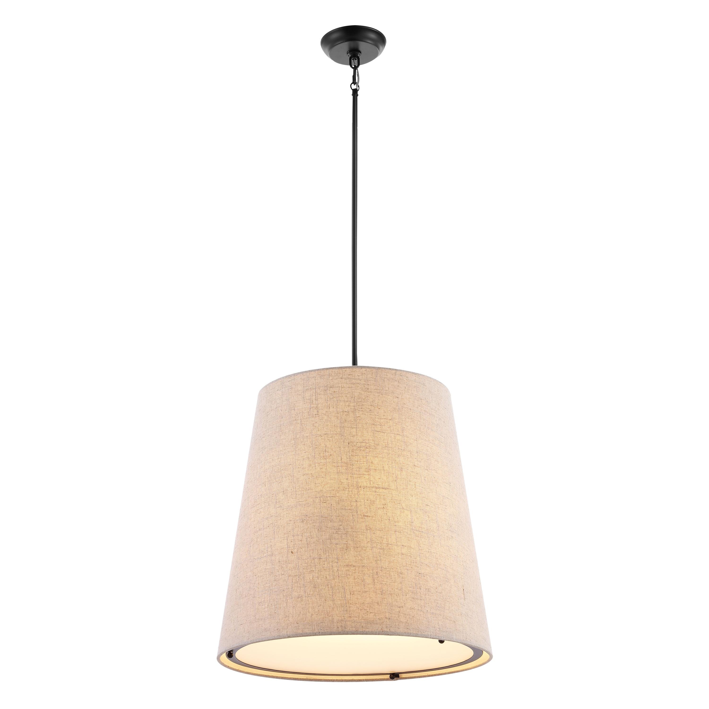 Arden 18" 1-Light Farmhouse Bohemian Iron LED Pendant, Oil Rubbed Bronze/Beige