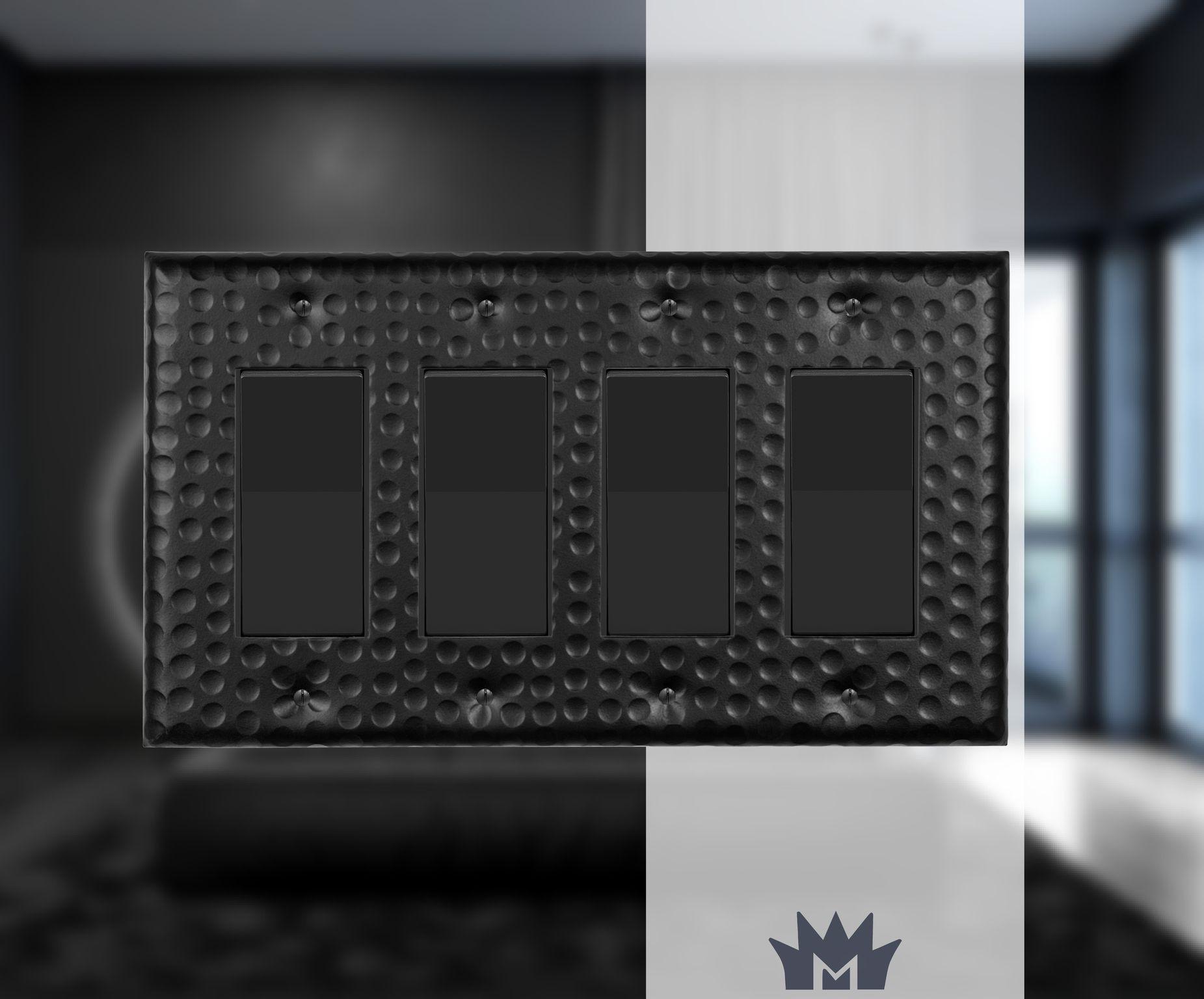 Monarch Abode Hand Hammered 4-Gang Rocker Light Switch Standard Wall Plate