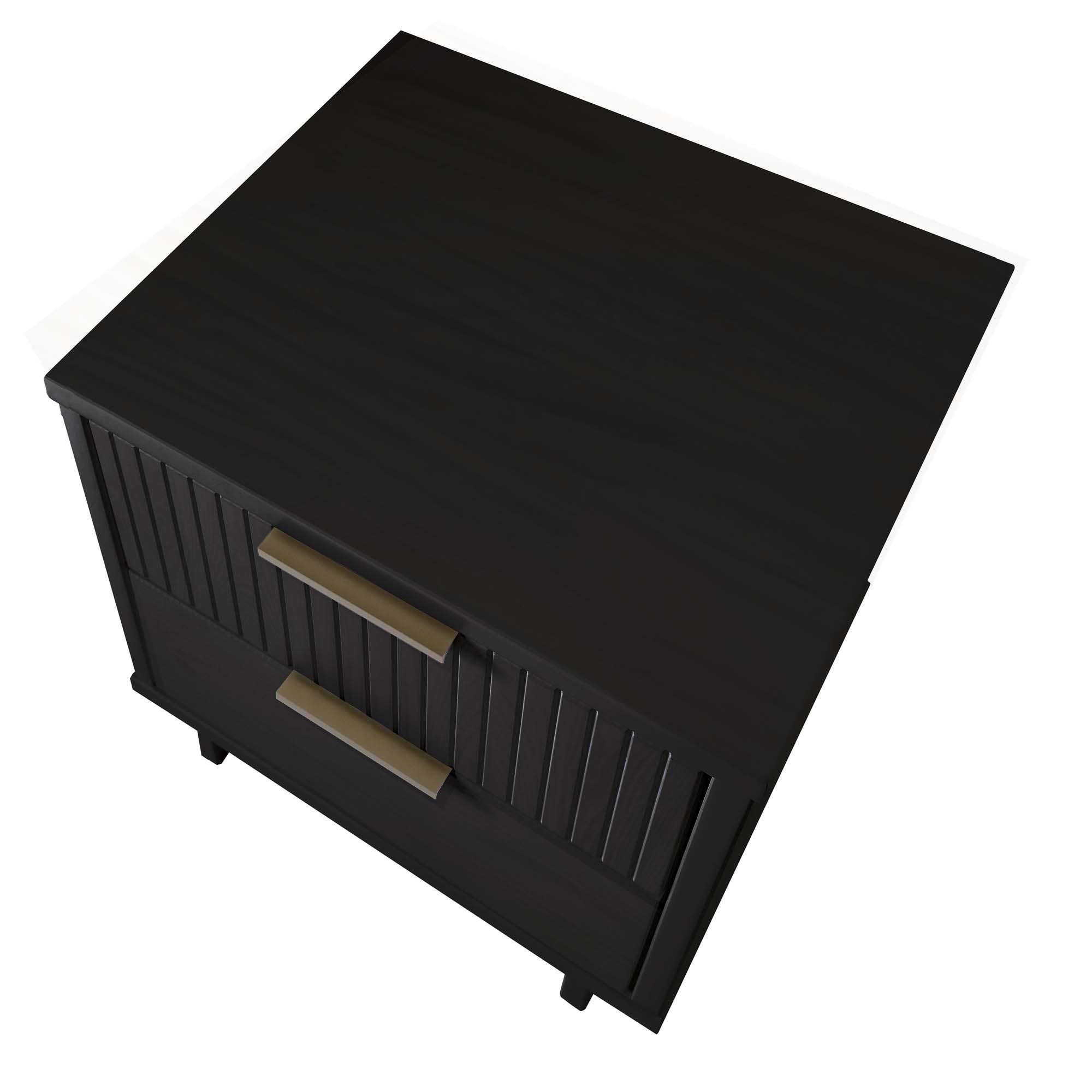 Granville Modern 2 Drawer Nightstand Black - Manhattan Comfort: Bedside Table with Storage, Painted Wood Finish