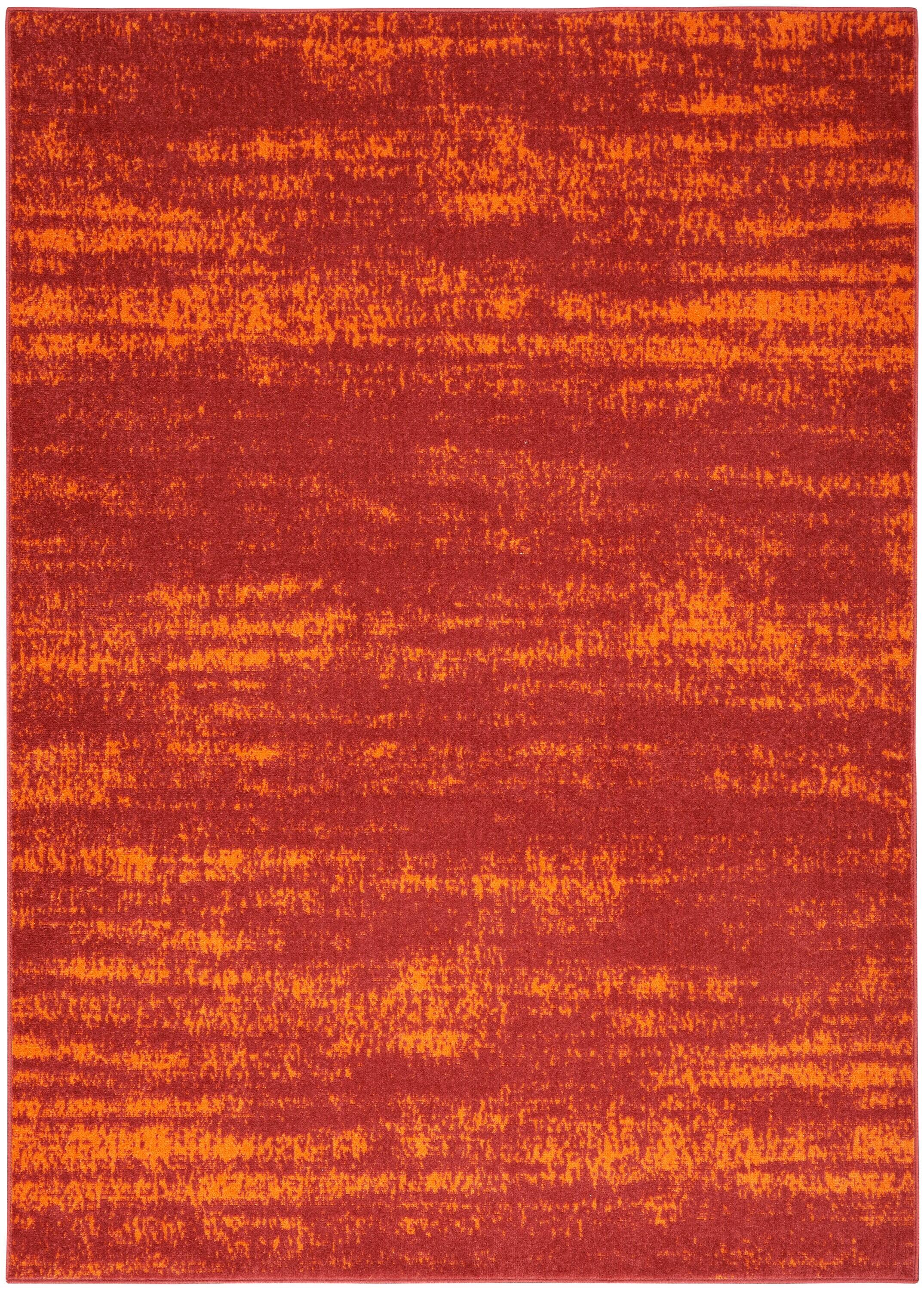 Nourison Essentials Abstract Low Pile Indoor Outdoor Area Rug 6' x 9' Red