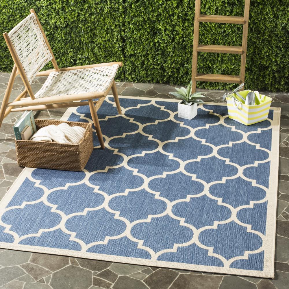 Courtyard CY6914 Power Loomed Indoor/Outdoor Area Rug - Blue/Beige - 6'7"x9'6" - Safavieh.