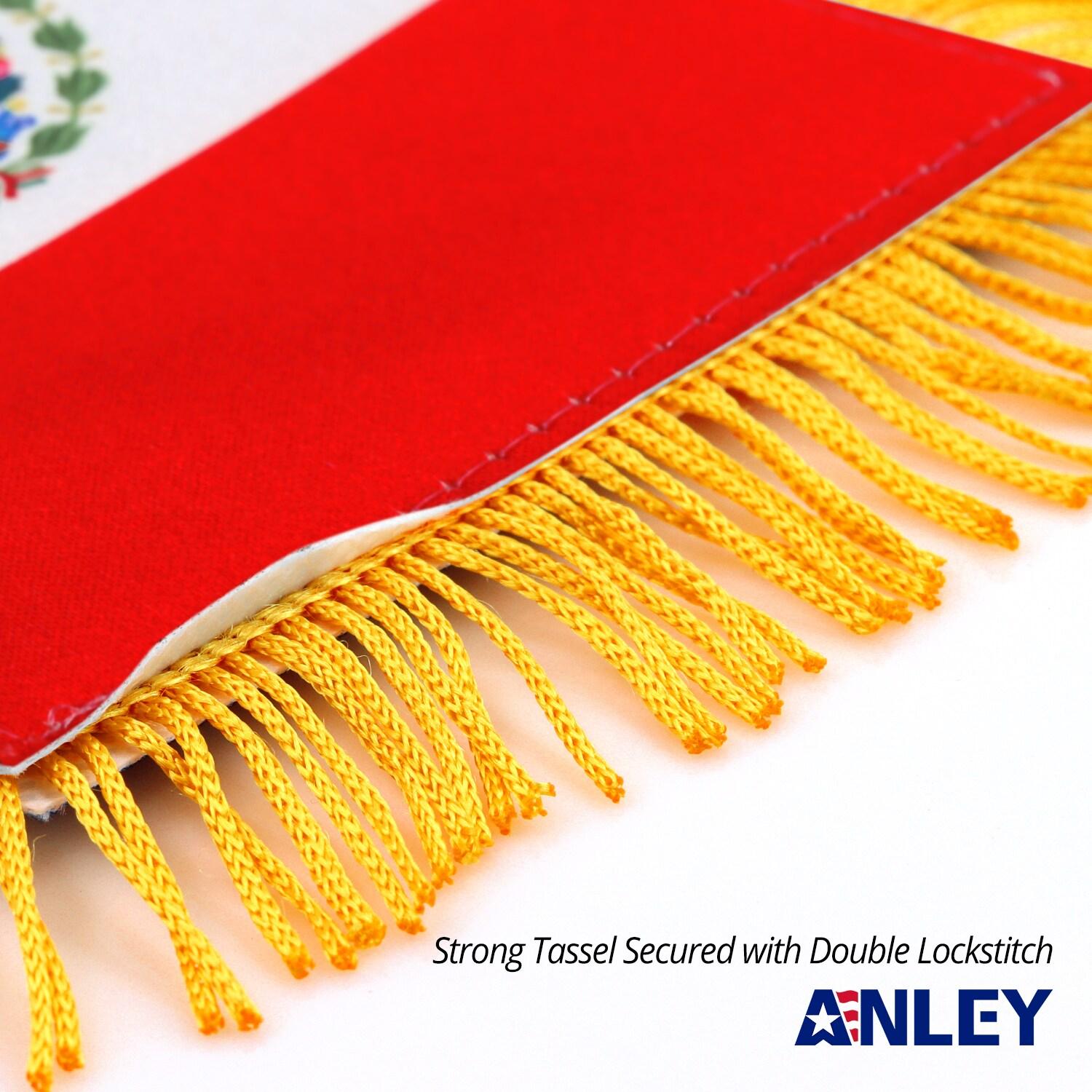 Anley 4 x 6 Inch Mexico Window Hanging Flag - Fringed Mexican Mini Banner Double Sided