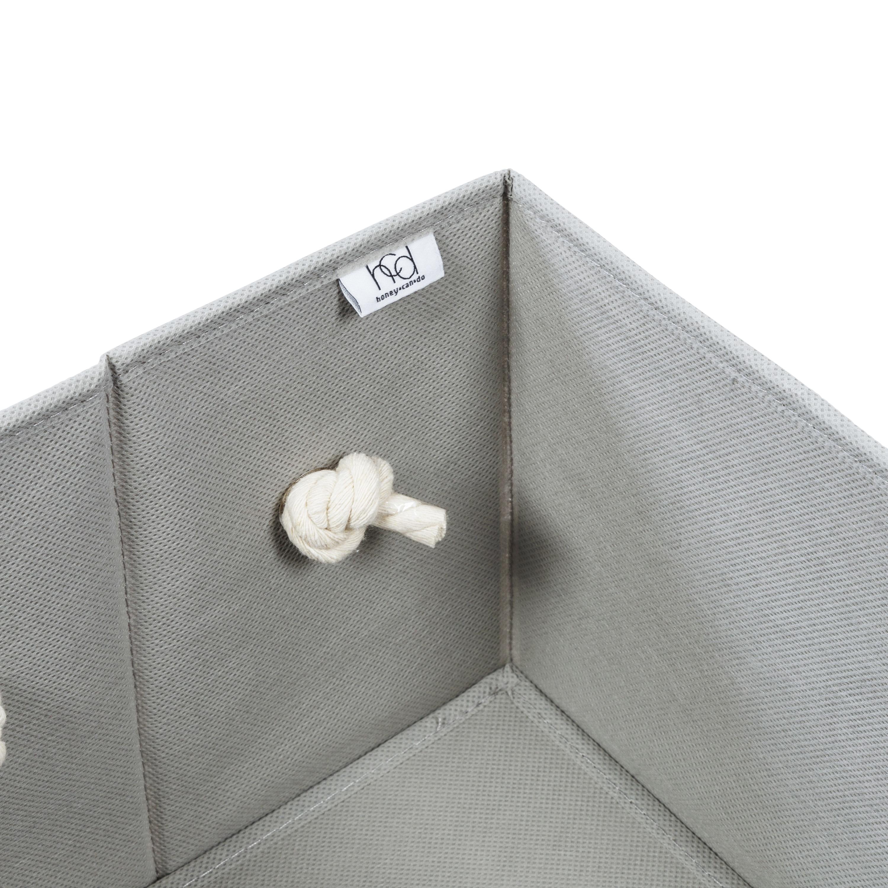 Honey-Can-Do Set of 3 Folding Fabric Storage Bins with Handles, Gray Plaid