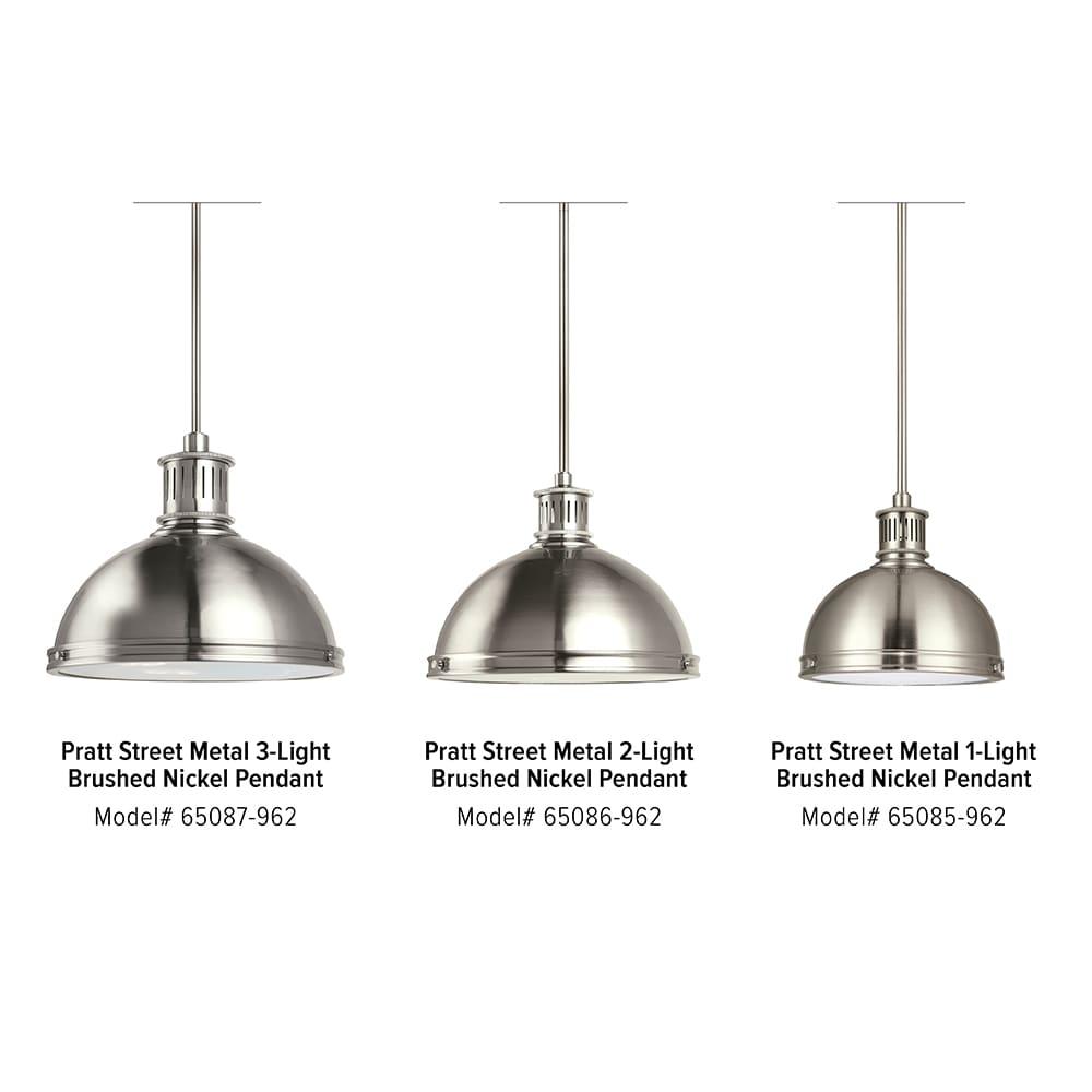 Brushed Nickel 2-Light Pendant with Clear Glass Shade