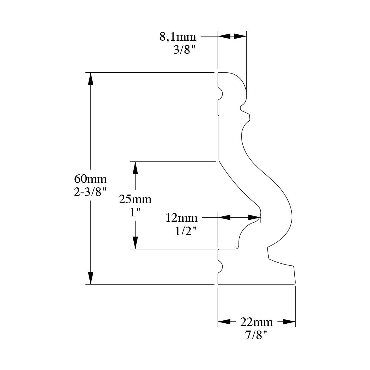Orac Decor 2.375'' H x 90'' W x 0.875'' D Plastic Chair Rail