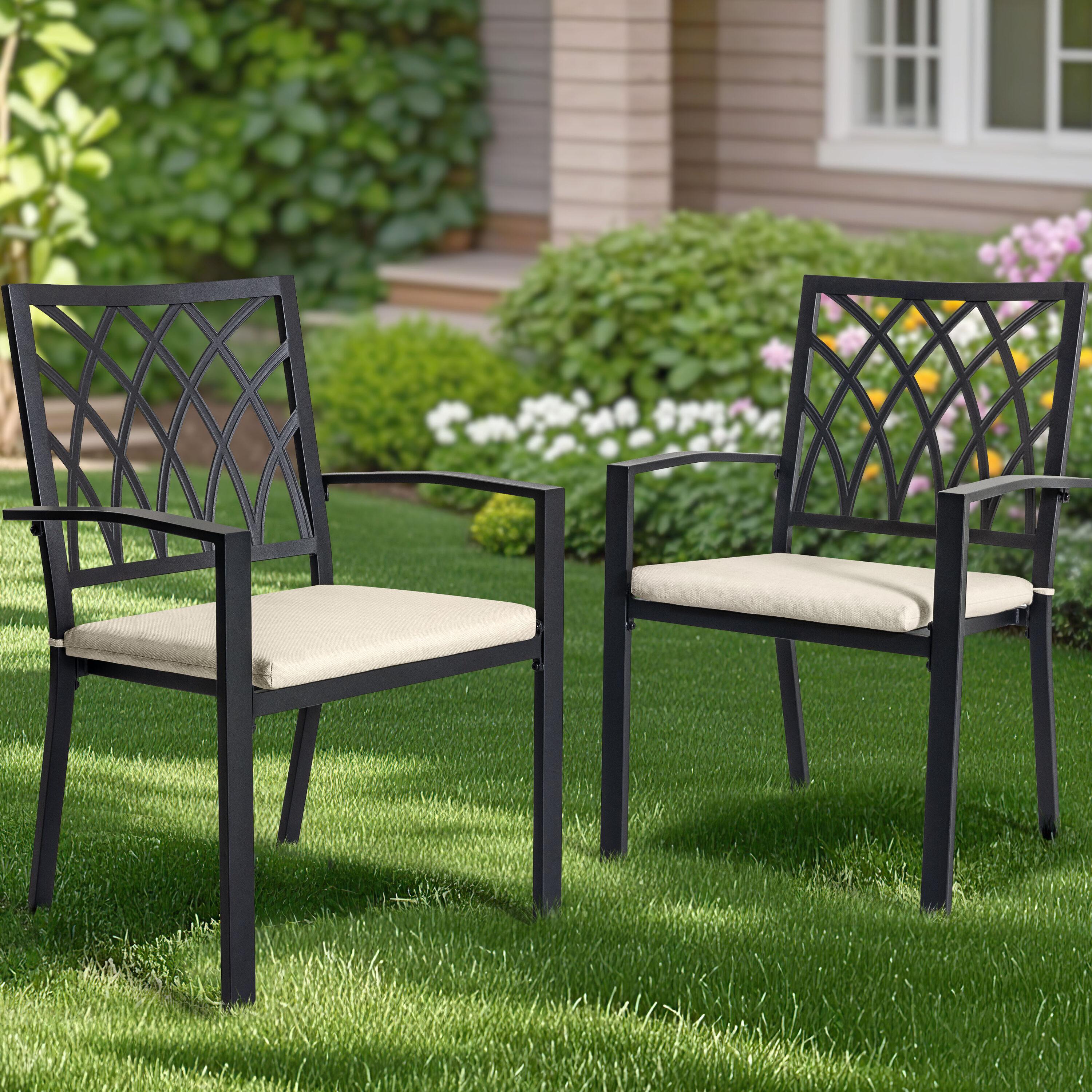 15 in. x 16 in. Outdoor Patio Chair Seat Cushion in Gray (2-Pack)