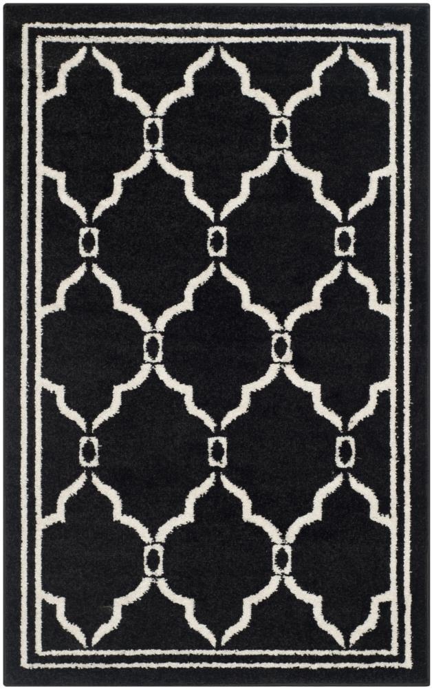 Amherst AMT414 Power Loomed Indoor Accent Rug - Anthracite/Ivory - 2'6"x4' - Safavieh