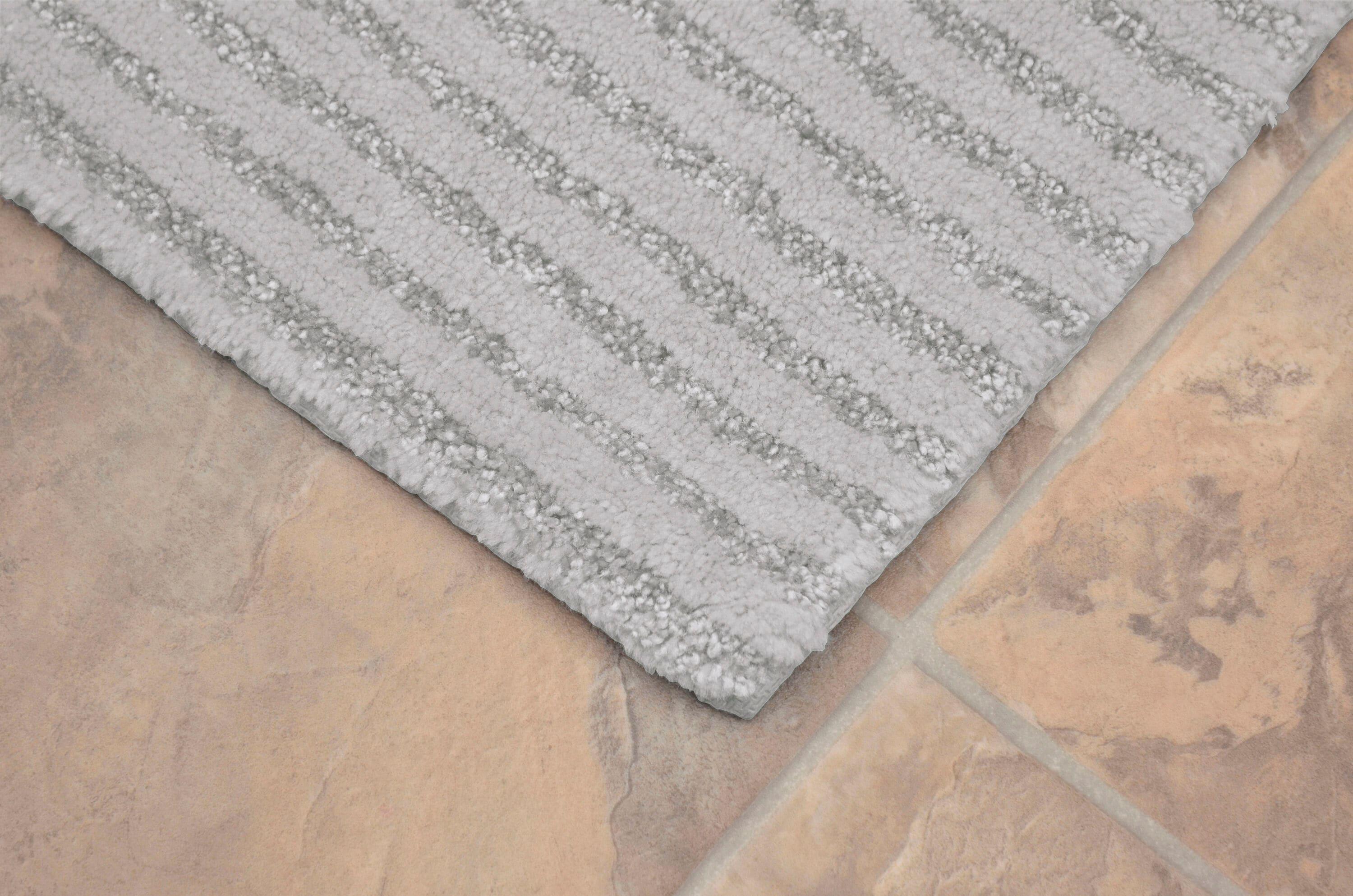 3pc Sheridan Plush Washable Nylon Bath Rug Set Platinum Gray - Garland: Includes Contour Mat, Tufted Lid Cover