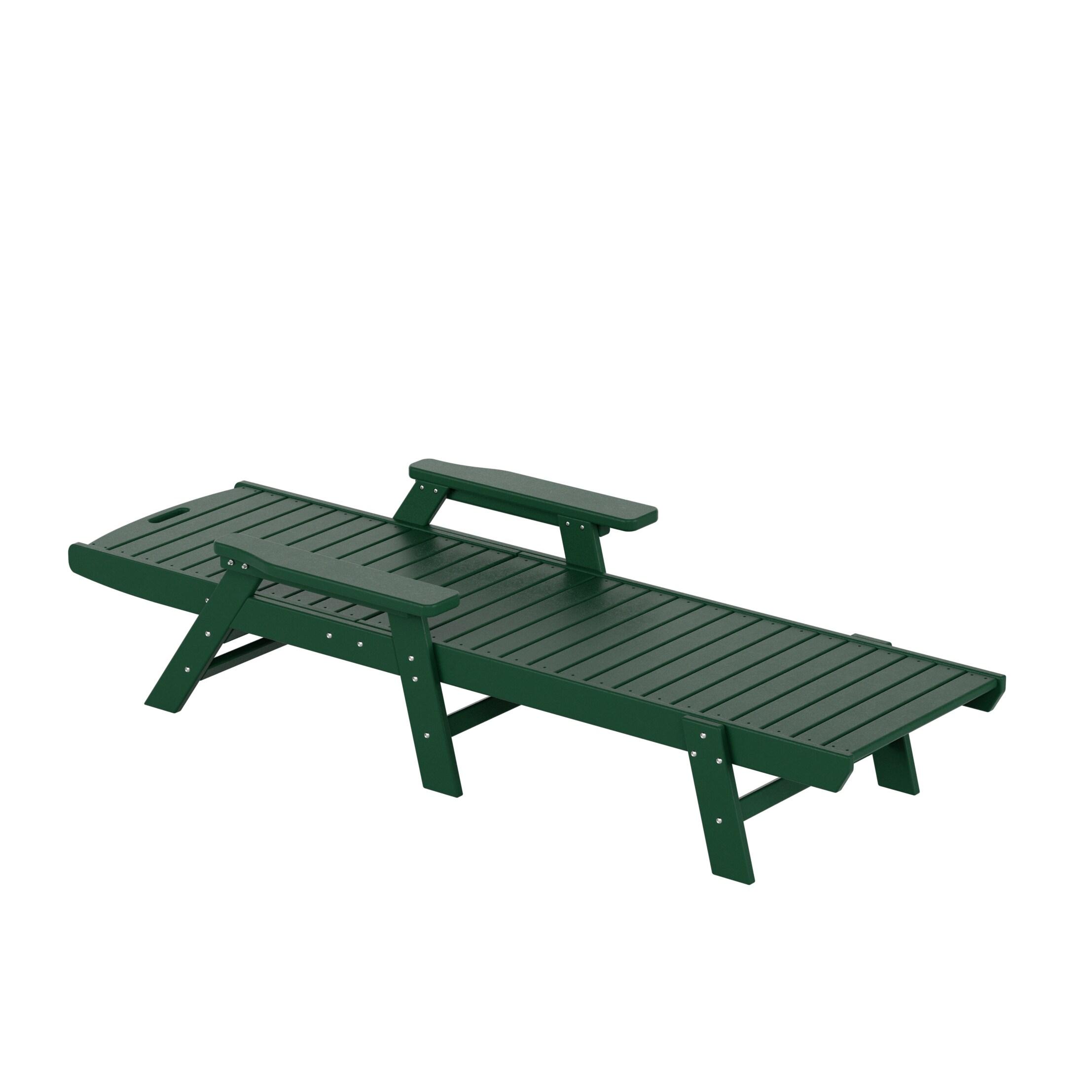 Polytrends Laguna 78" Poly Weather-Resistant Outdoor Chaise Lounge (Set of 2) Dark Green