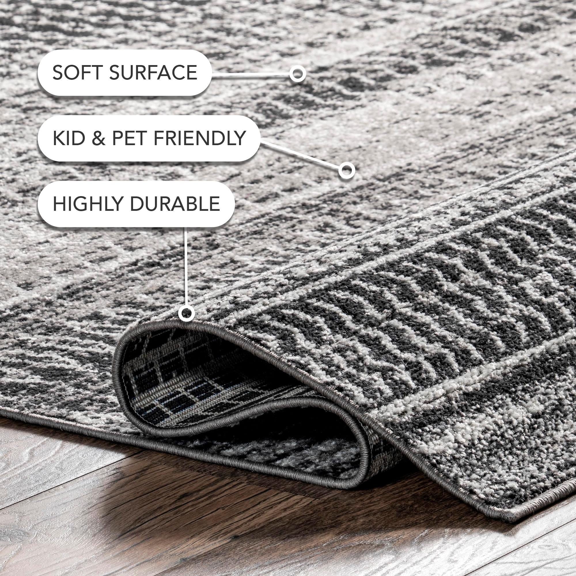 Nuloom Nova Striped 5x7 Indoor Area Rug for Living Room Bedroom Dining Room Kitchen, Dark Grey/Ivory