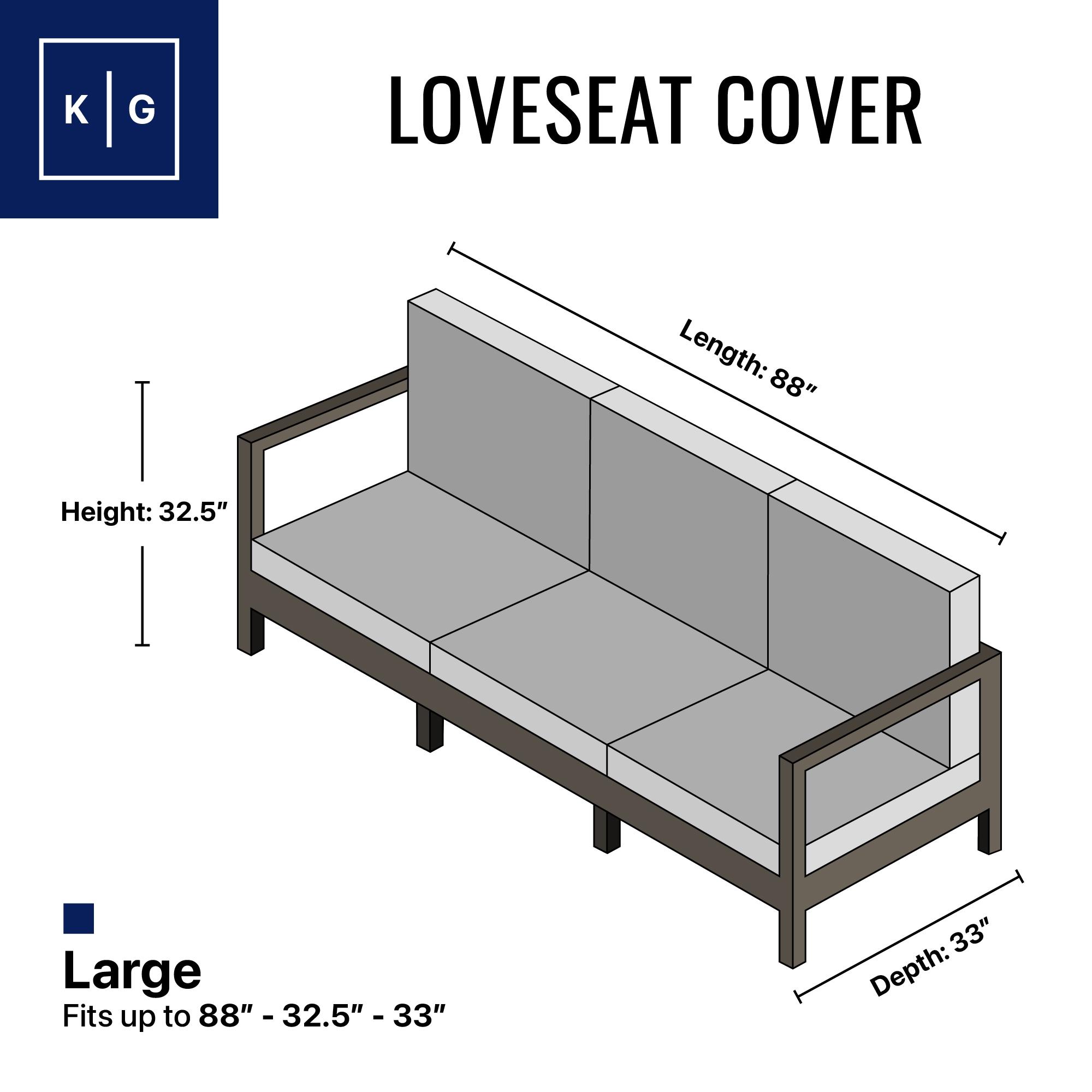 Love Seat Outdoor Furniture Weatherproof Cover - 88" x 32.5" x 33" - Gray