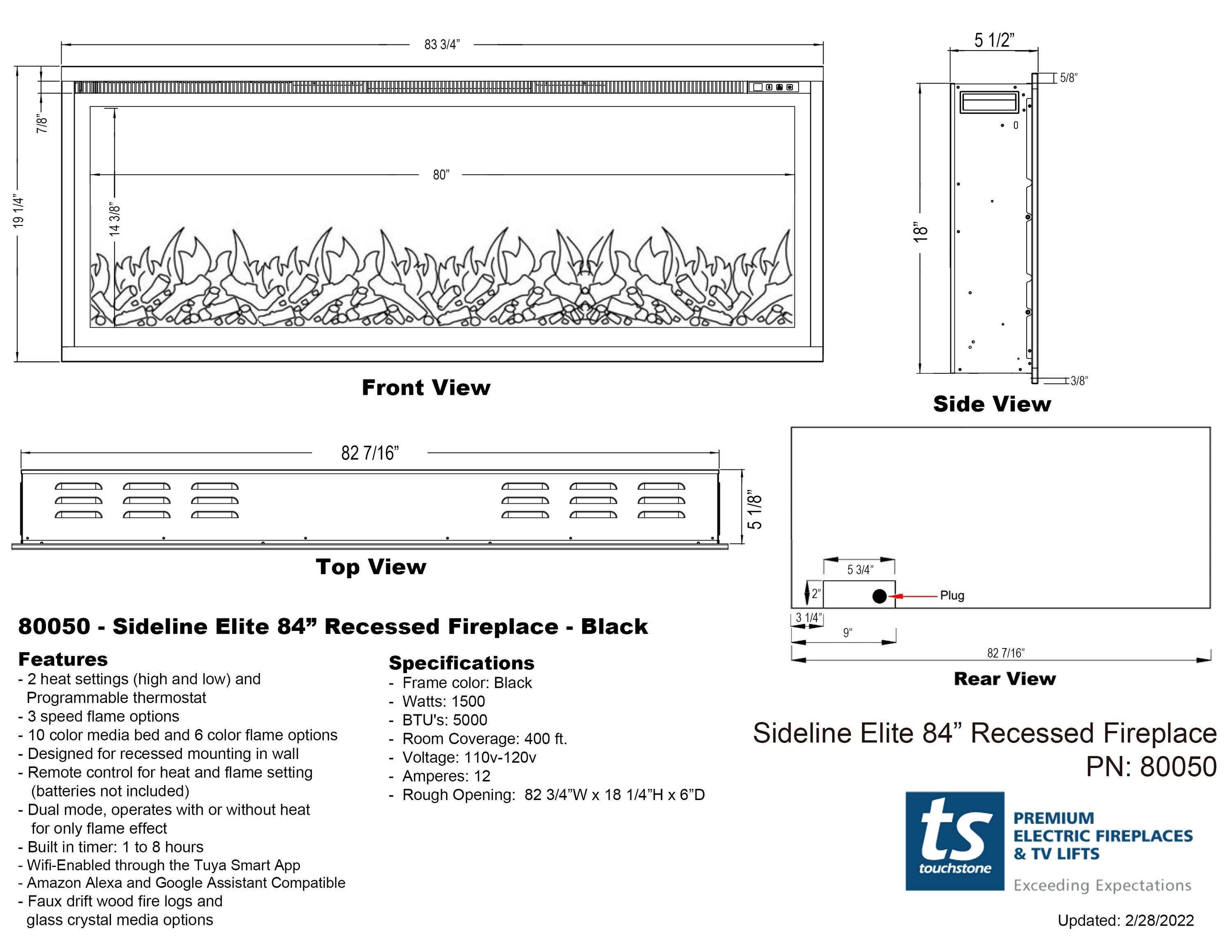 Sideline Elite Smart Electric Fireplace