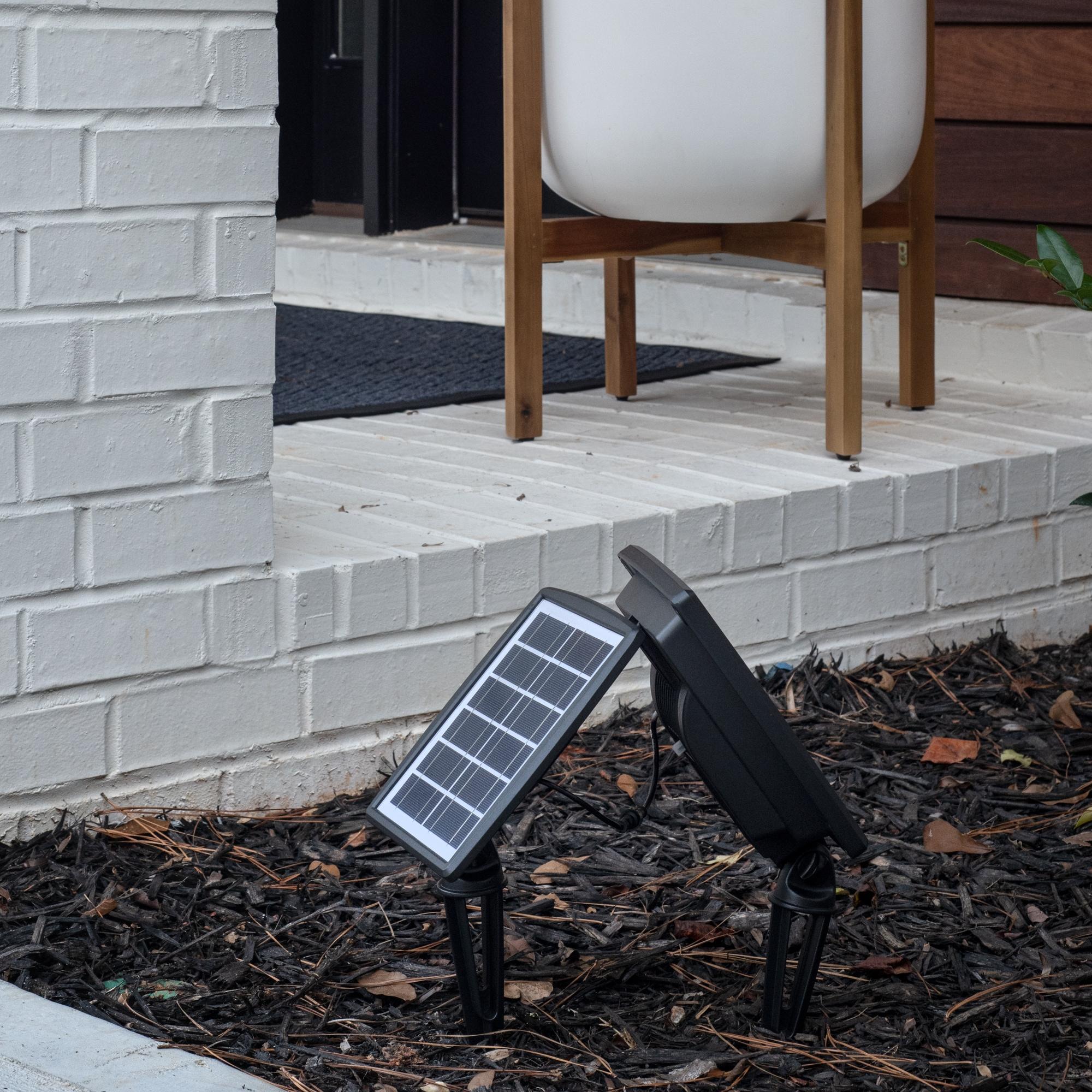 Solar LED Black Outdoor Landscape Flood Spotlight (Set of 2)