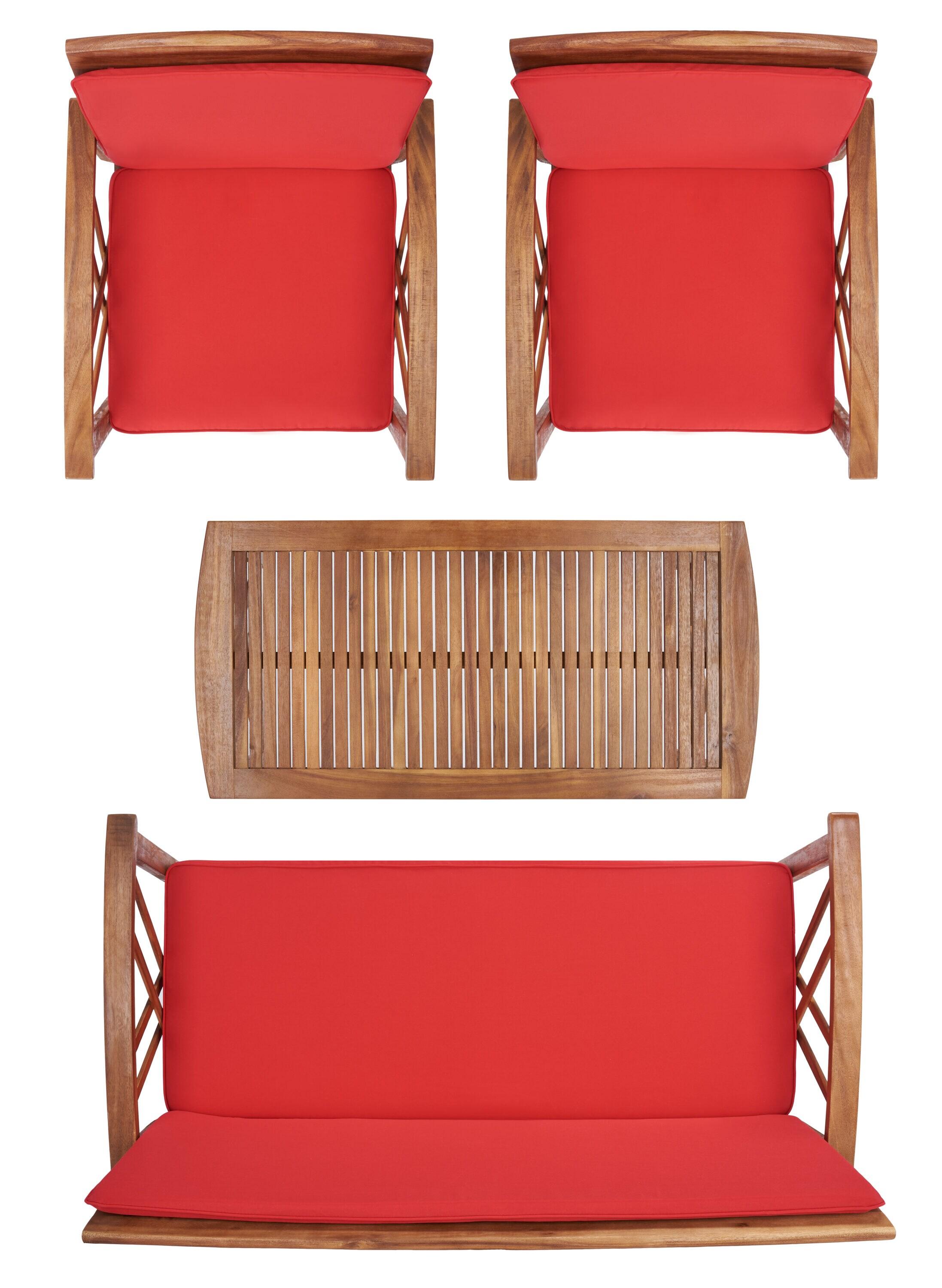 Fontana 4 Piece Set - Indoor/Outdoor - PAT7008 - Natural/Red - Safavieh