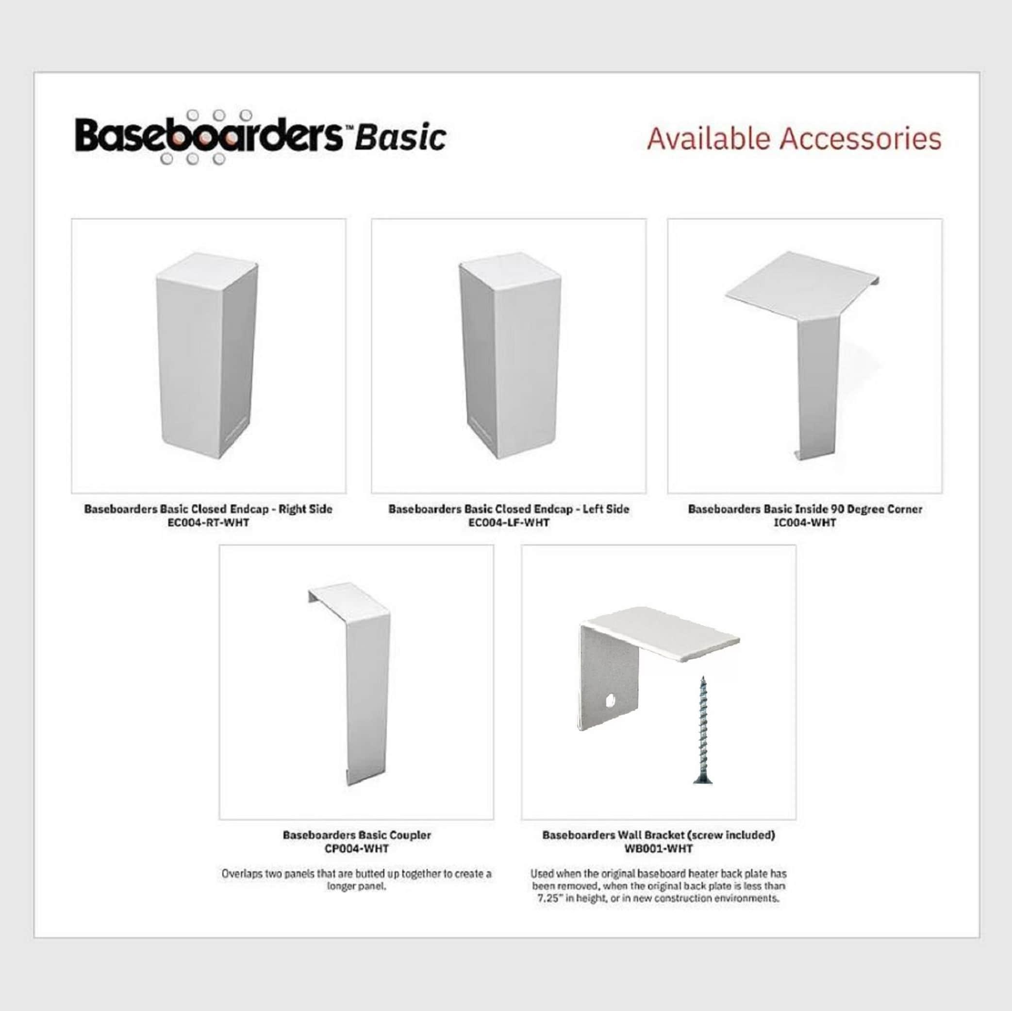 Baseboarders Baseboarders Basic Galvanized Steel Easy Slip-On Baseboard Heater Cover ONLY - White | ENDCAPS SOLD SEPARATELY