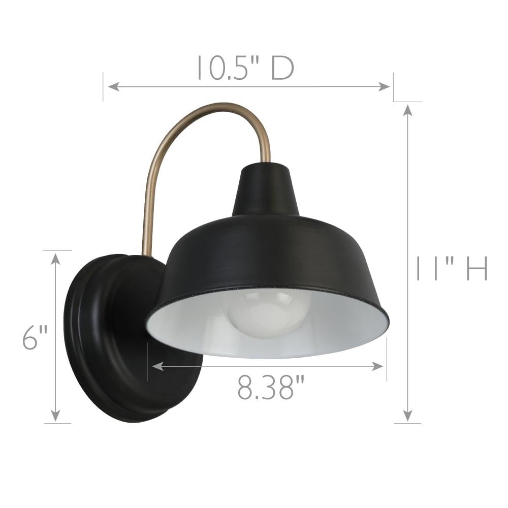 Mason Barn Light Indoor/Outdoor Wall Mount Modern Industrial Farmhouse Design House Wall Light 8-inch Matte Black and Gold