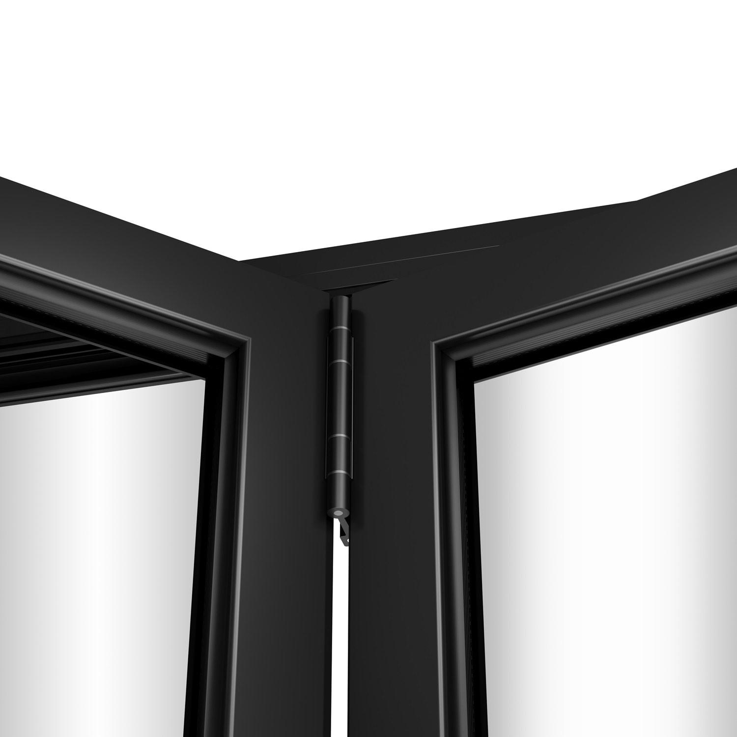 KaMic KaMic 96" inch - 3 Panels Glass Aluminum Folding Door In Black