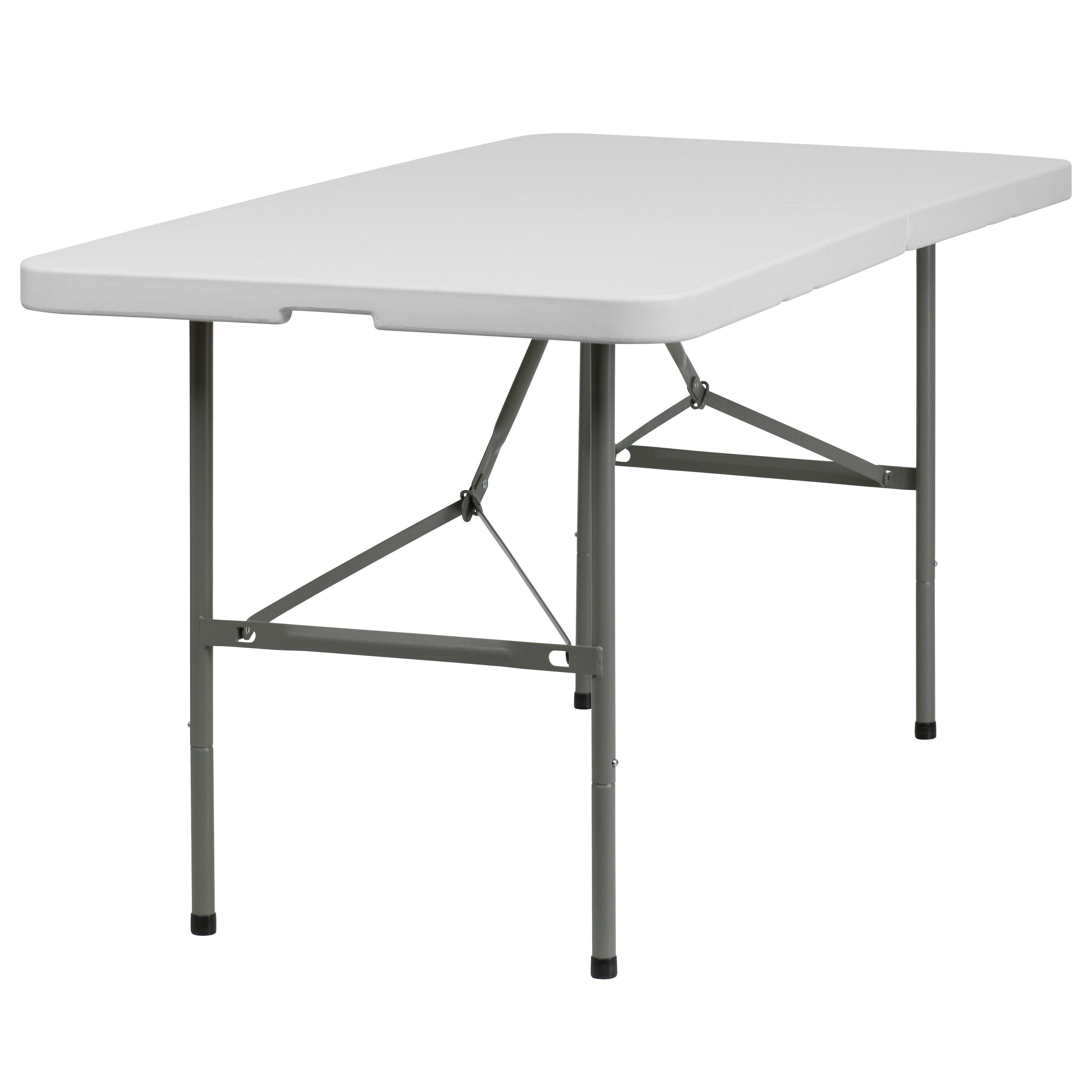 Flash Furniture Noah 30"W x 60"L Bi-Fold Granite White Plastic Folding Table - Banquet Table & Reviews | Wayfair