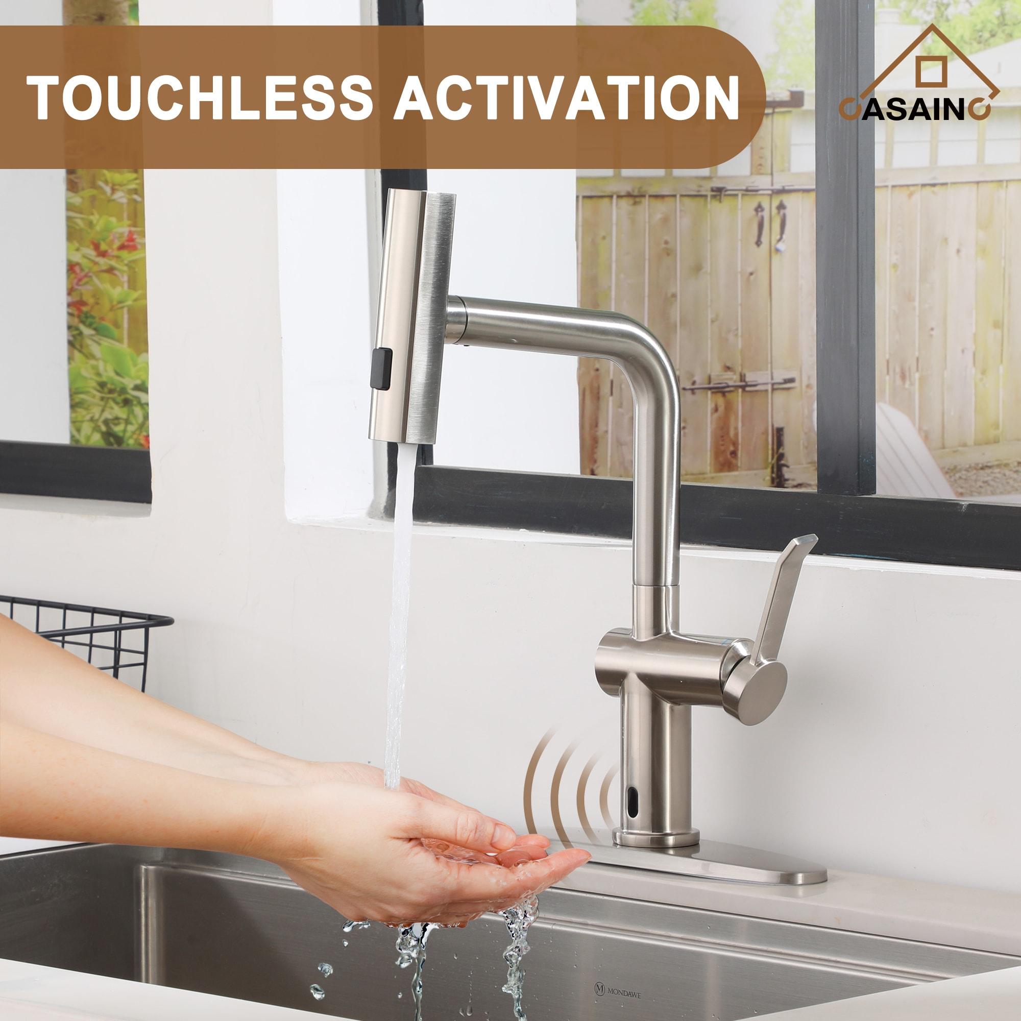 Willow Single Handle Pull Out Kitchen Faucet with Touchless Sensor, Three-function Mode Sprayer