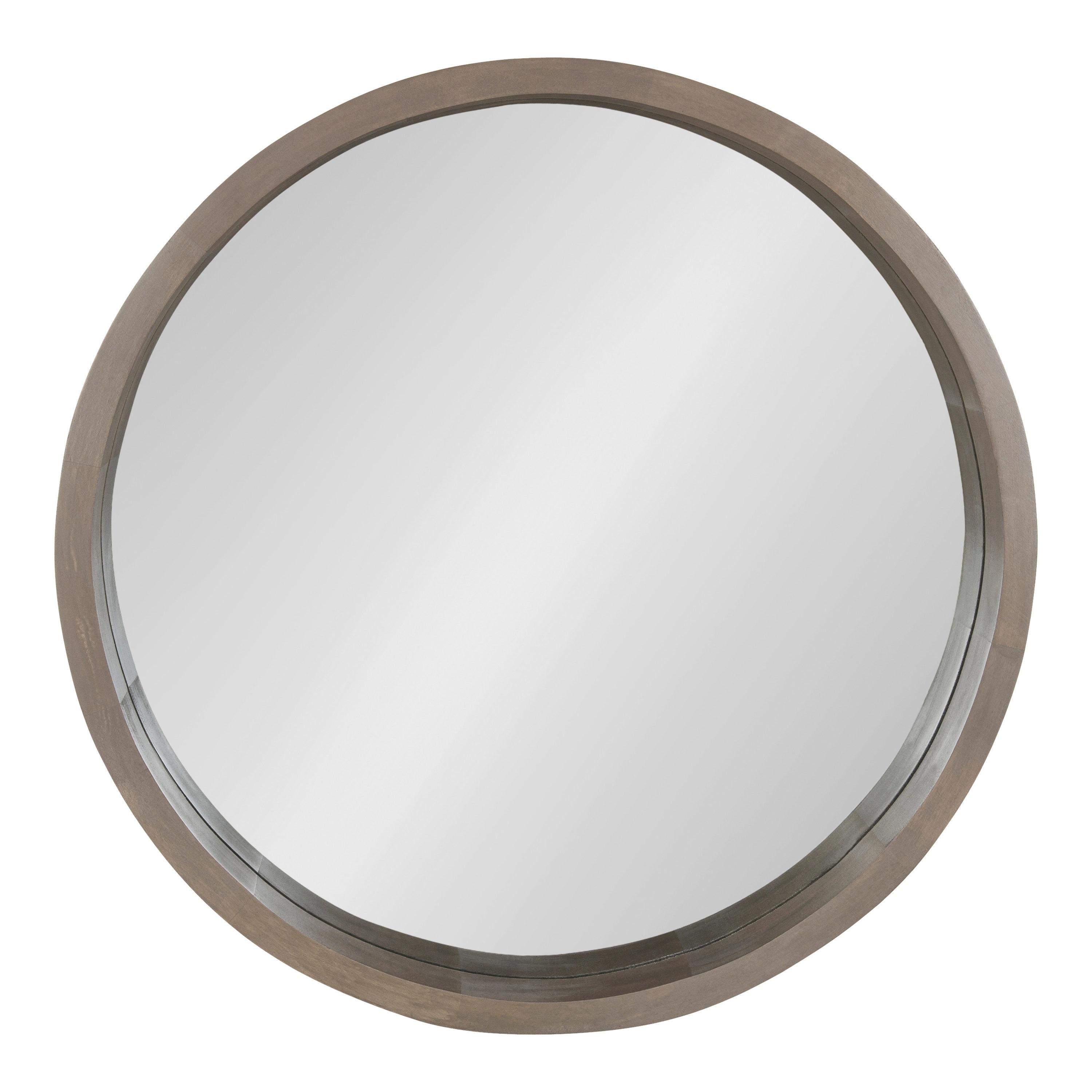 22" Hutton Round Wall Mirror Gray - Kate & Laurel All Things Decor: Wood Frame, Wall Mount, Modern Decor