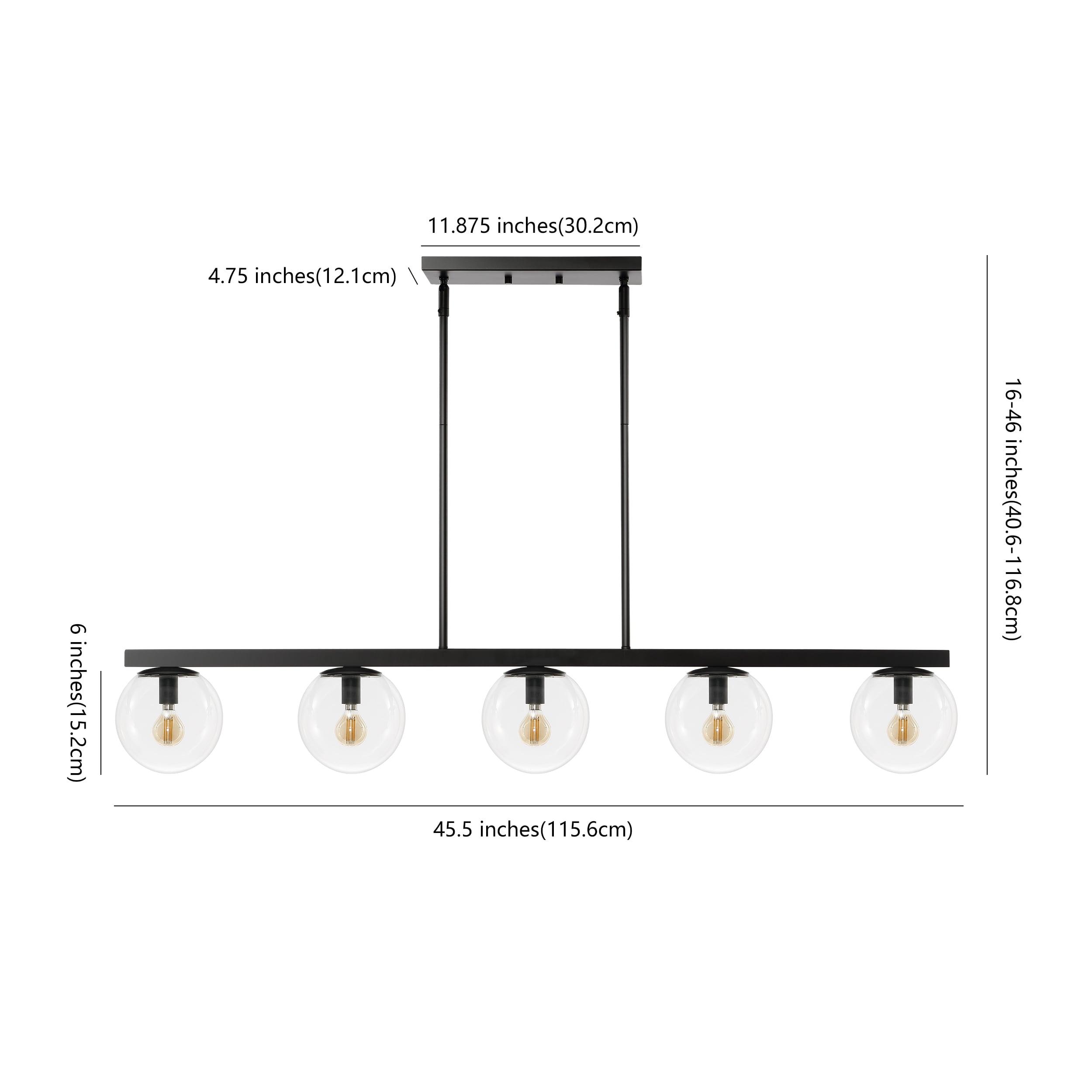 JONATHAN Y Luca Parisian 45.5" 5-Light Modern Glam Iron Globe Linear LED Pendant, Black/Clear