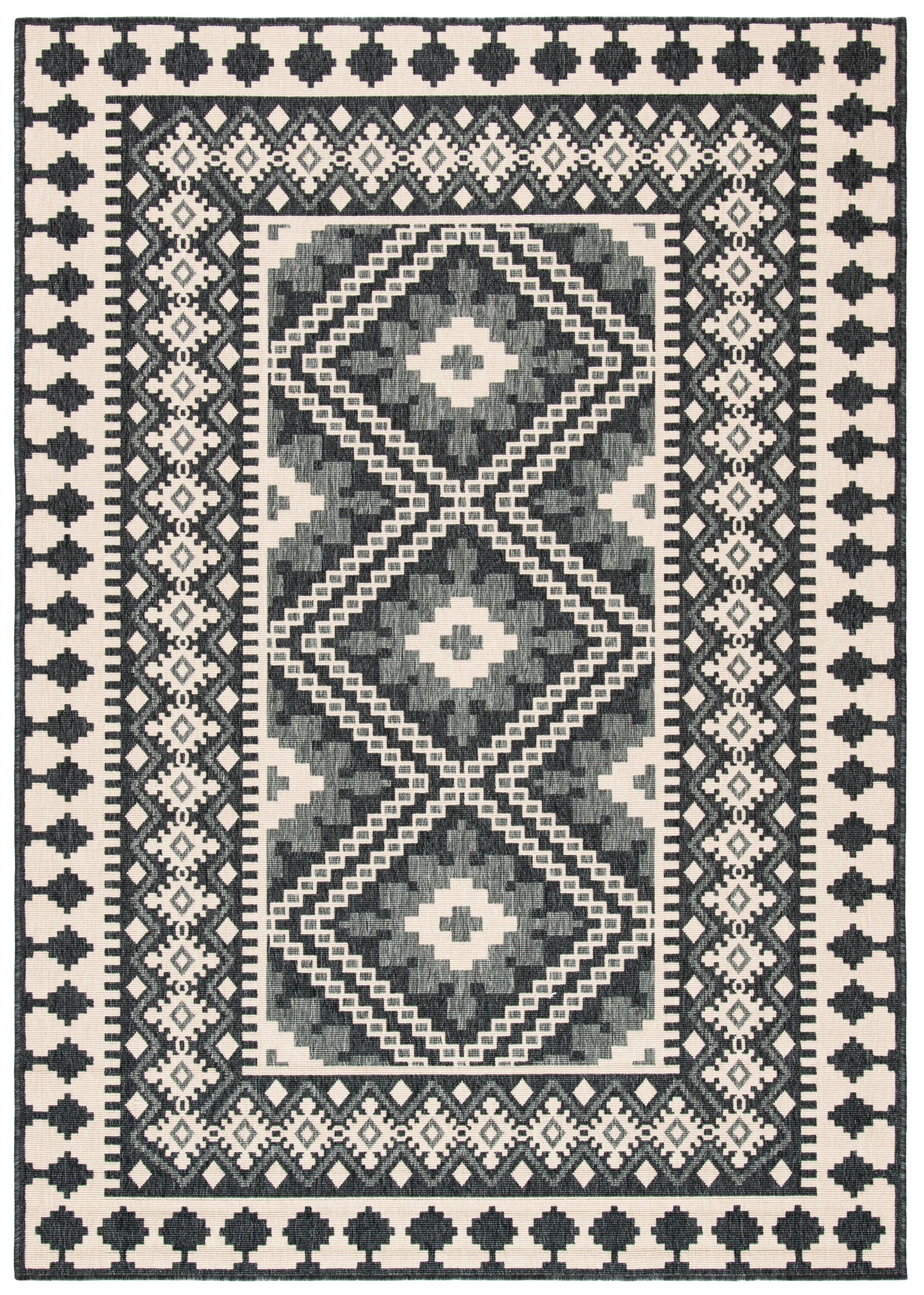 Veranda VER099 Power Loomed Indoor/Outdoor Area Rug - Ivory/Grey - 9'x12' - Safavieh