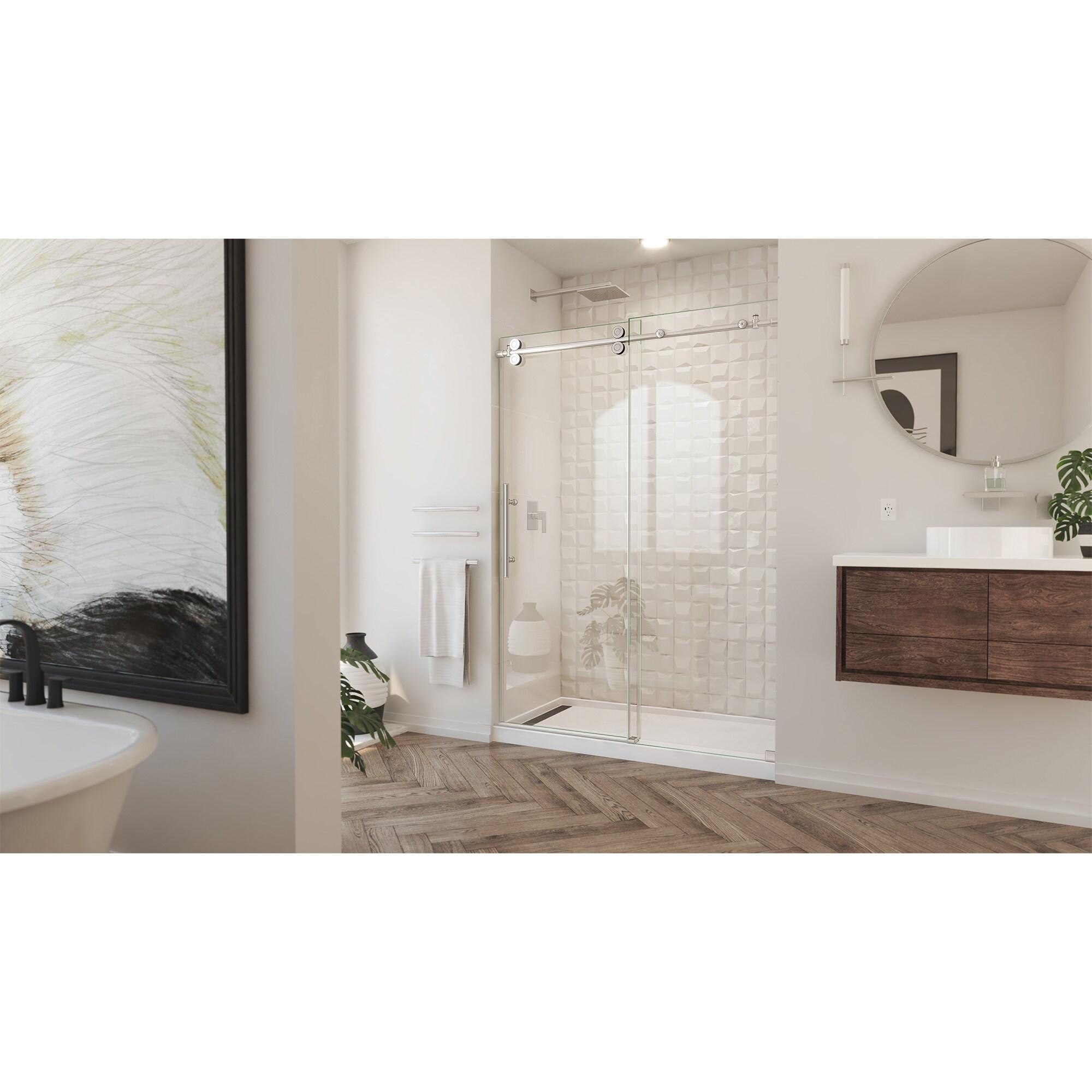 Enigma-XO 50" W x 76" H Sliding Frameless Shower Door with Clear Max™ Technology