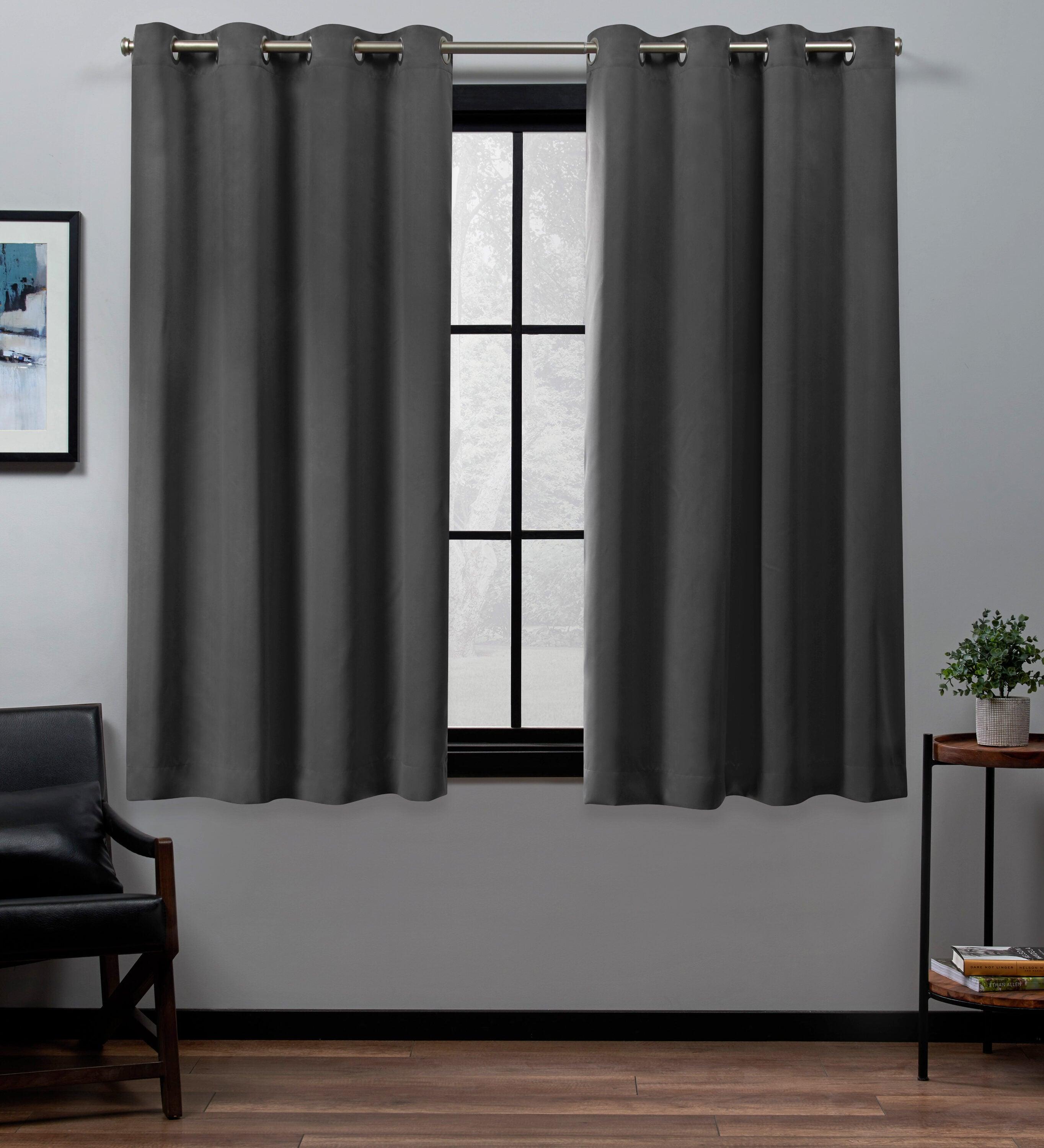 Set of 2 (63"x52") Academy Total Blackout Grommet Top Curtain Panel Dark Gray - Exclusive Home