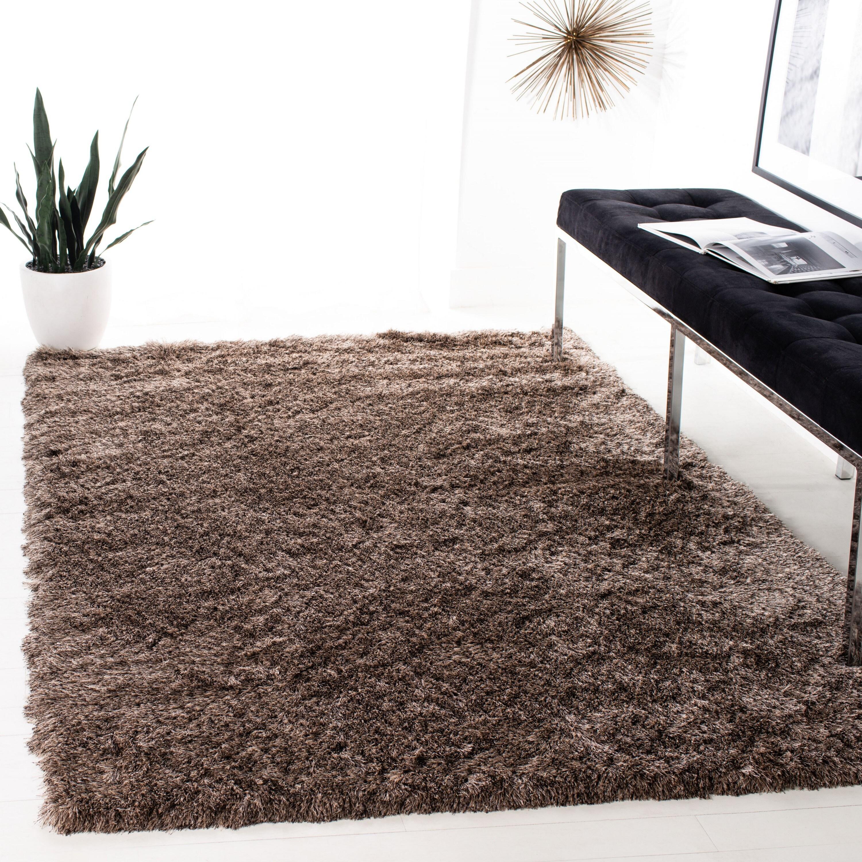SAFAVIEH Paris Darwin Plush Polyester Shag Area Rug, Sable, 10' x 14'
