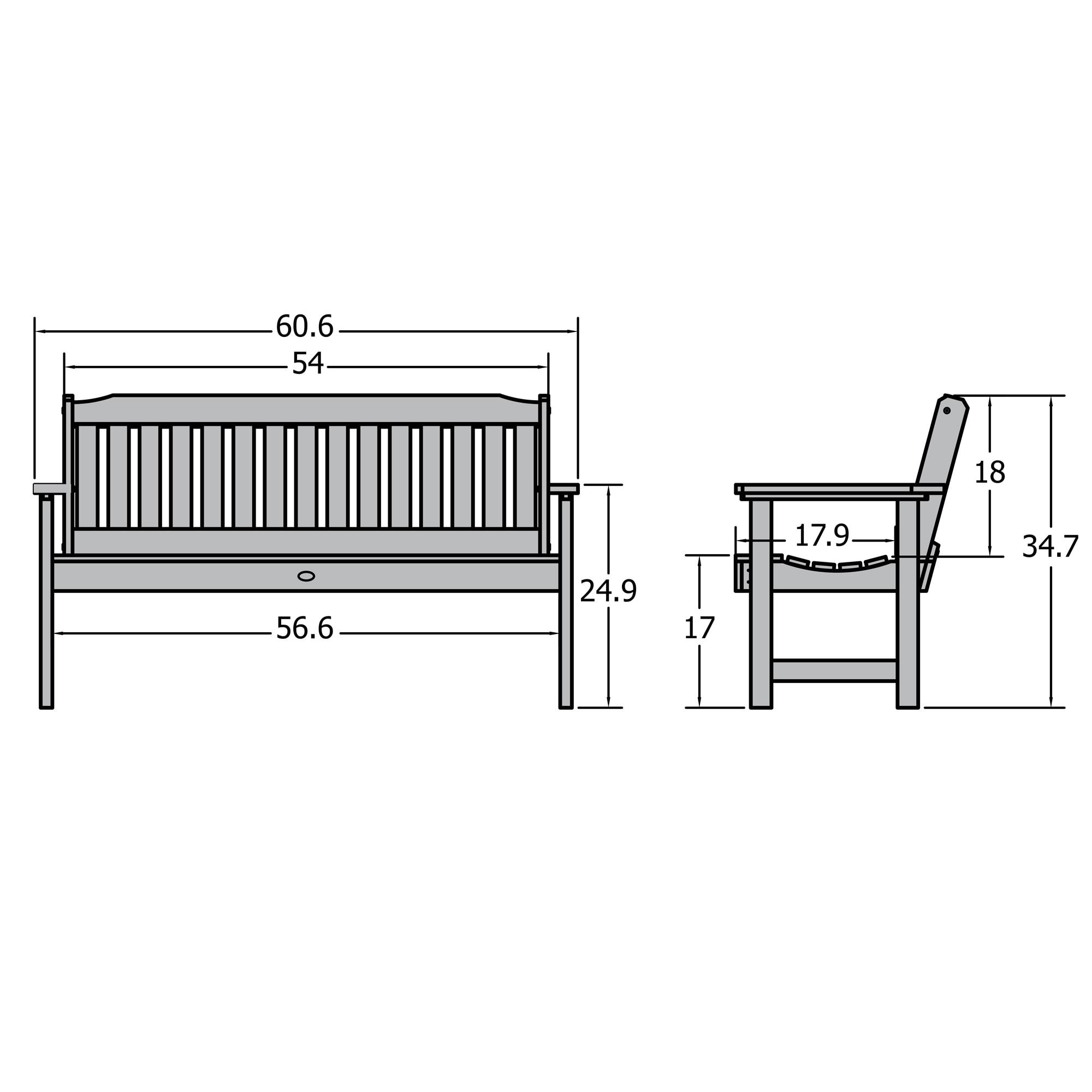 5' Lehigh Garden Bench Black - highwood: Weather-Resistant, 500lb Capacity, Outdoor Seating