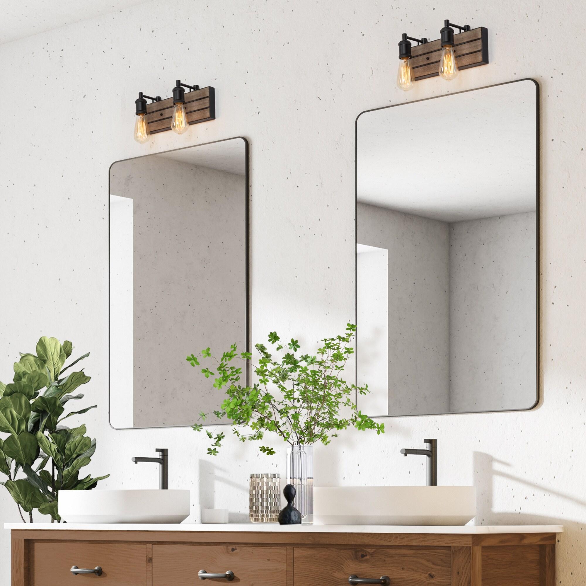 LNC 2-Light Vanity Lights Rustic Wall Sconces Wood Indoor Wall Lights