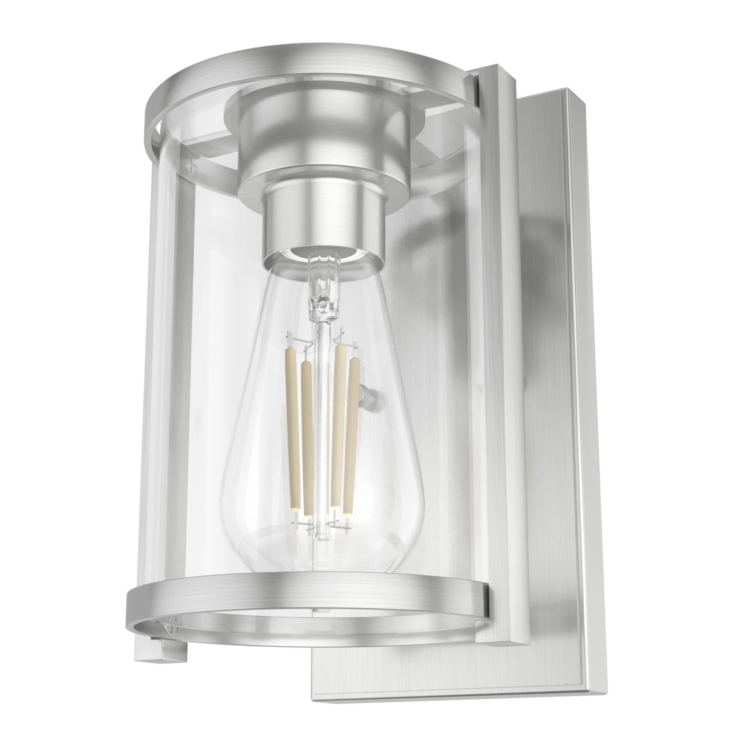 Brushed Nickel Dimmable Wall Sconce with Clear Glass Shade