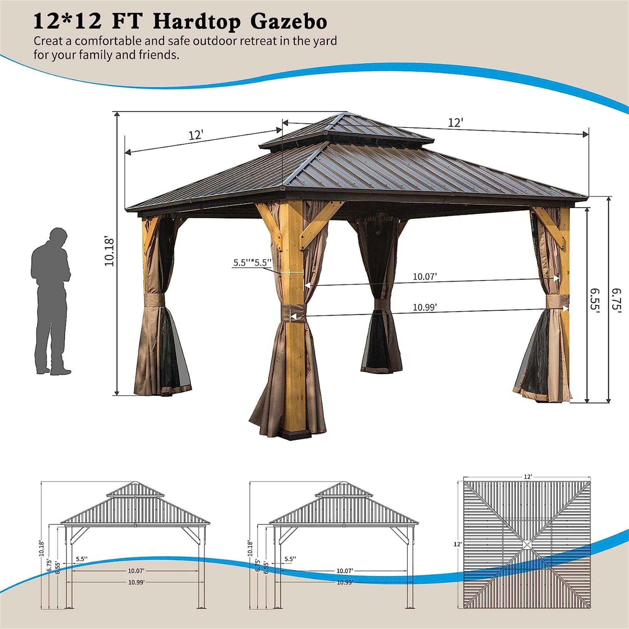 Dorey 12 Ft. W x 12 Ft. D Cedar Framed Patio Gazebo with Galvanized Steel Hardtop